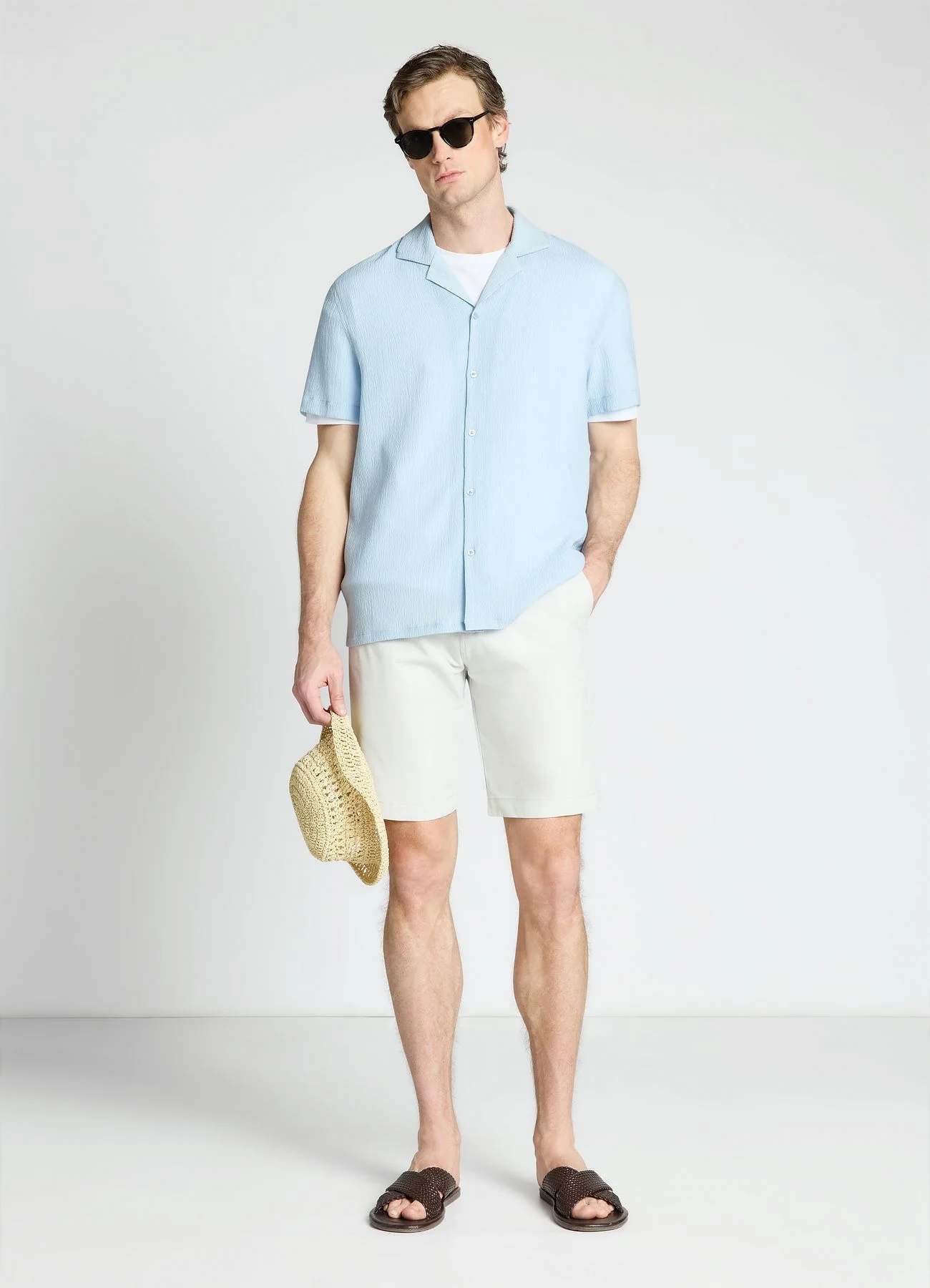 Camicia tinta unita con colletto bowling