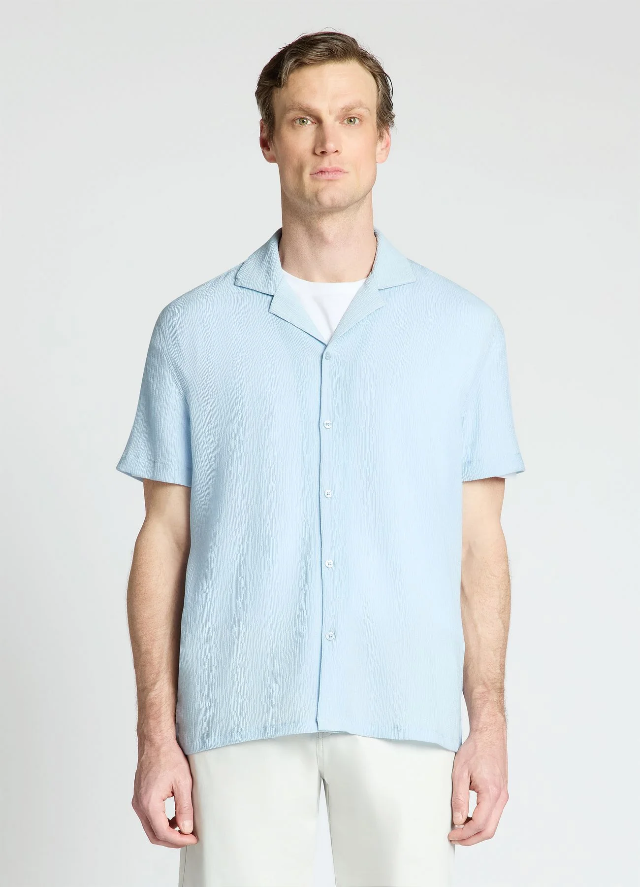 Camicia tinta unita con colletto bowling - Image 3