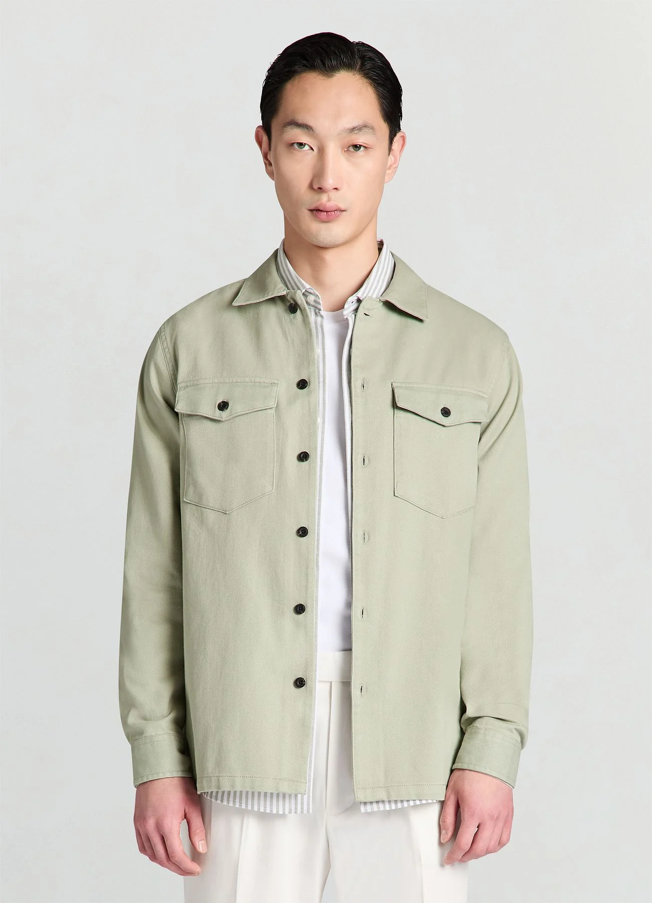 Camicia worker tinta unita - Image 2