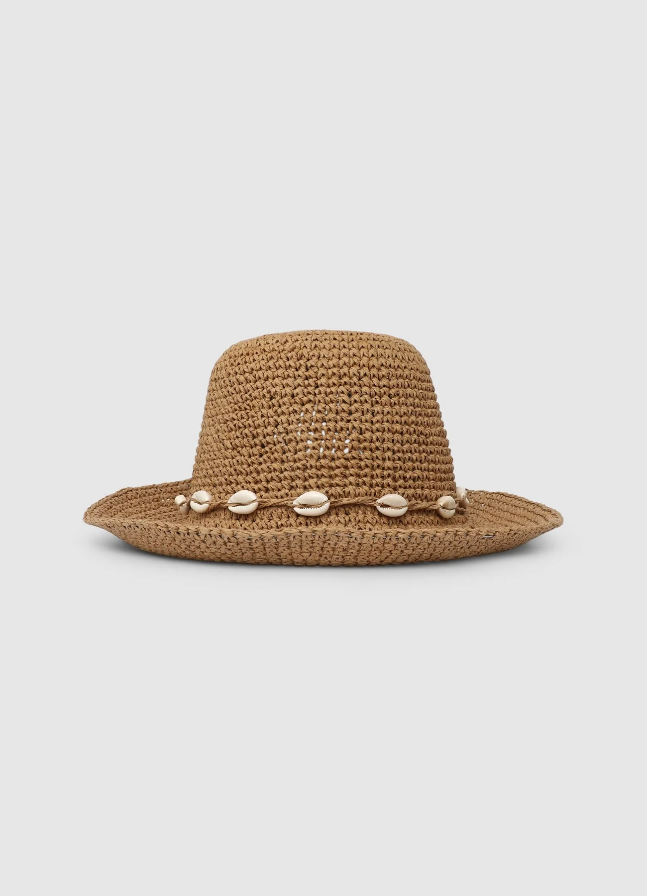 Cappello pescatore in simil paglia con conchiglie - Image 2