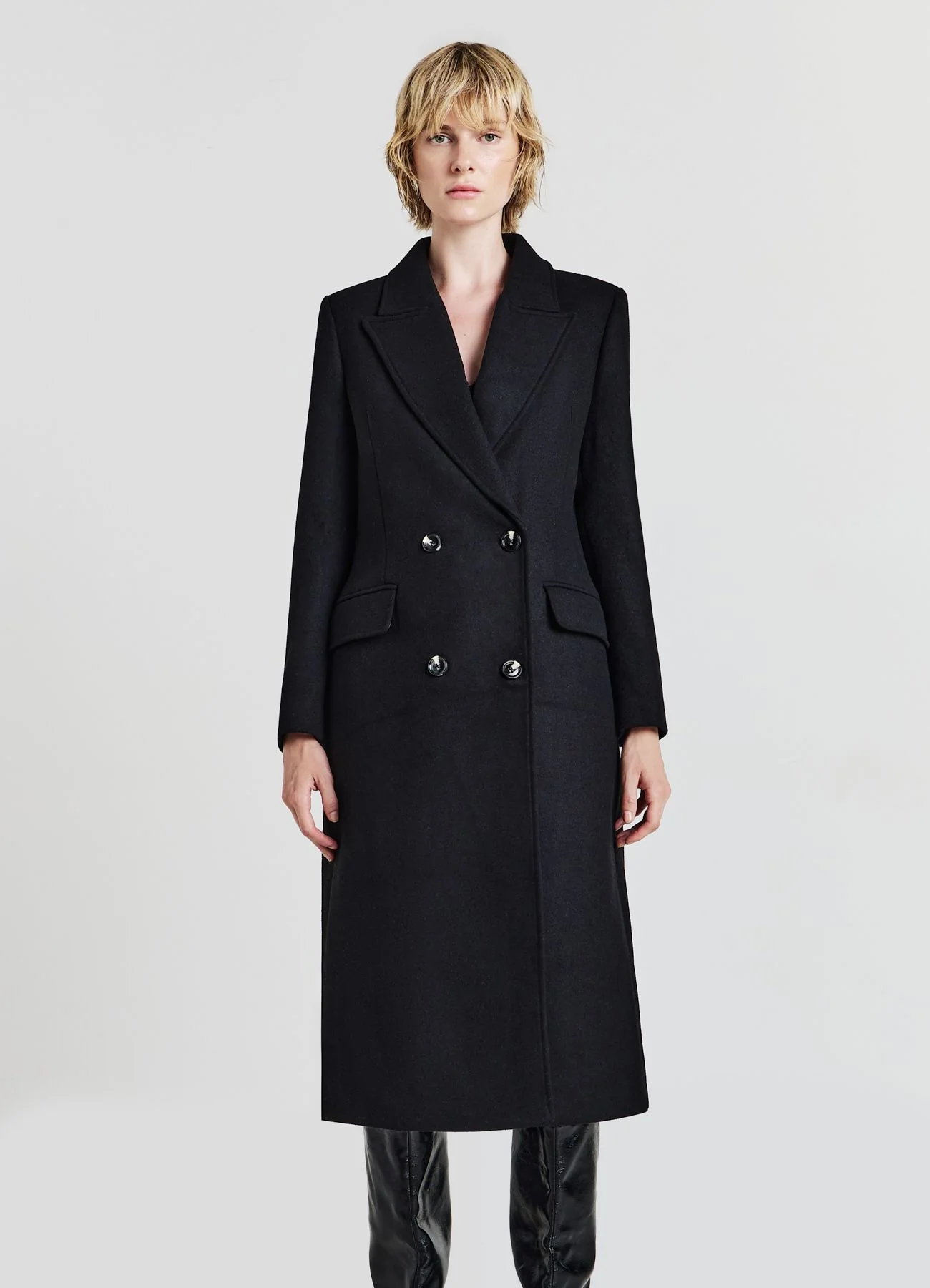 Cappotto doppiopetto tinta unita - Image 2