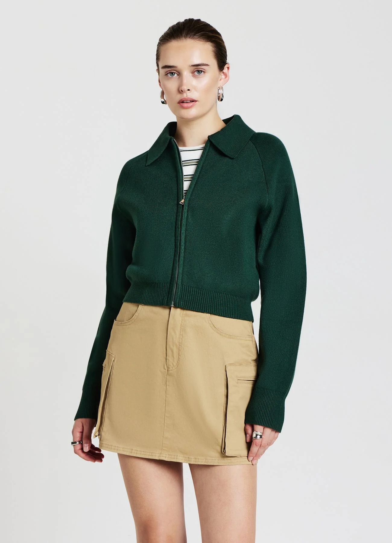 Cardigan colletto camicia e zip