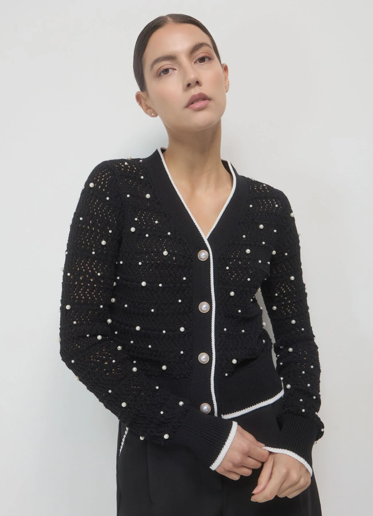 Cardigan con perle