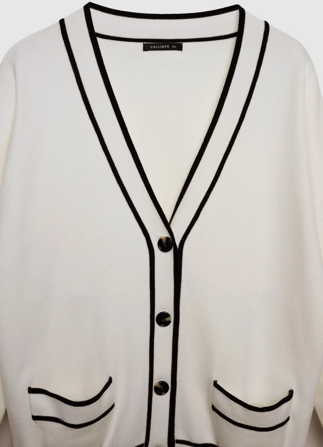 Cardigan con profili a contrasto e scollo a V - Image 4