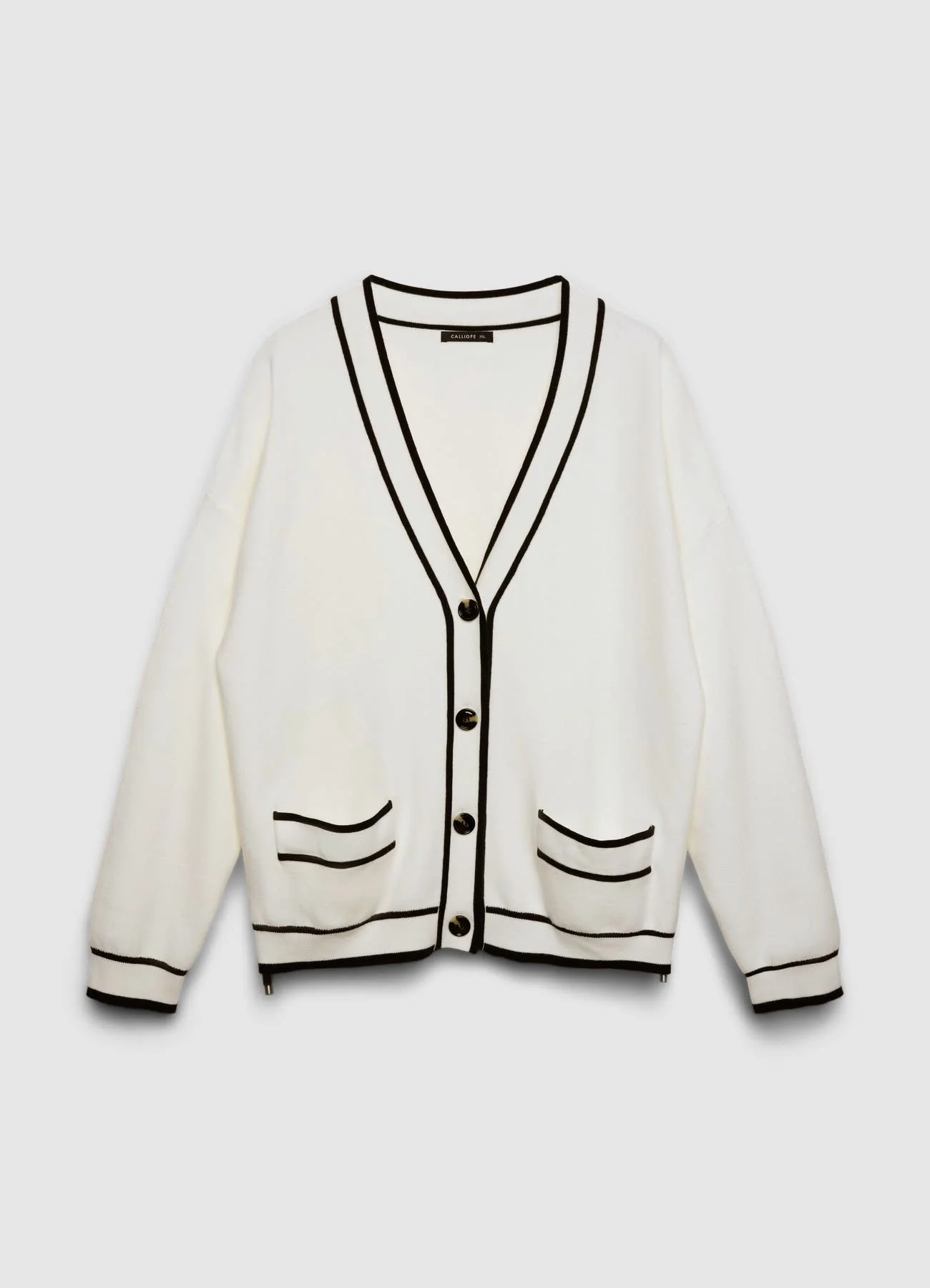 Cardigan con profili a contrasto e scollo a V - Image 5