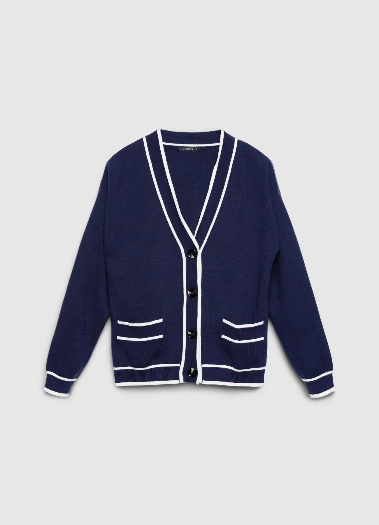 Cardigan con profili a contrasto e scollo a V - Image 4