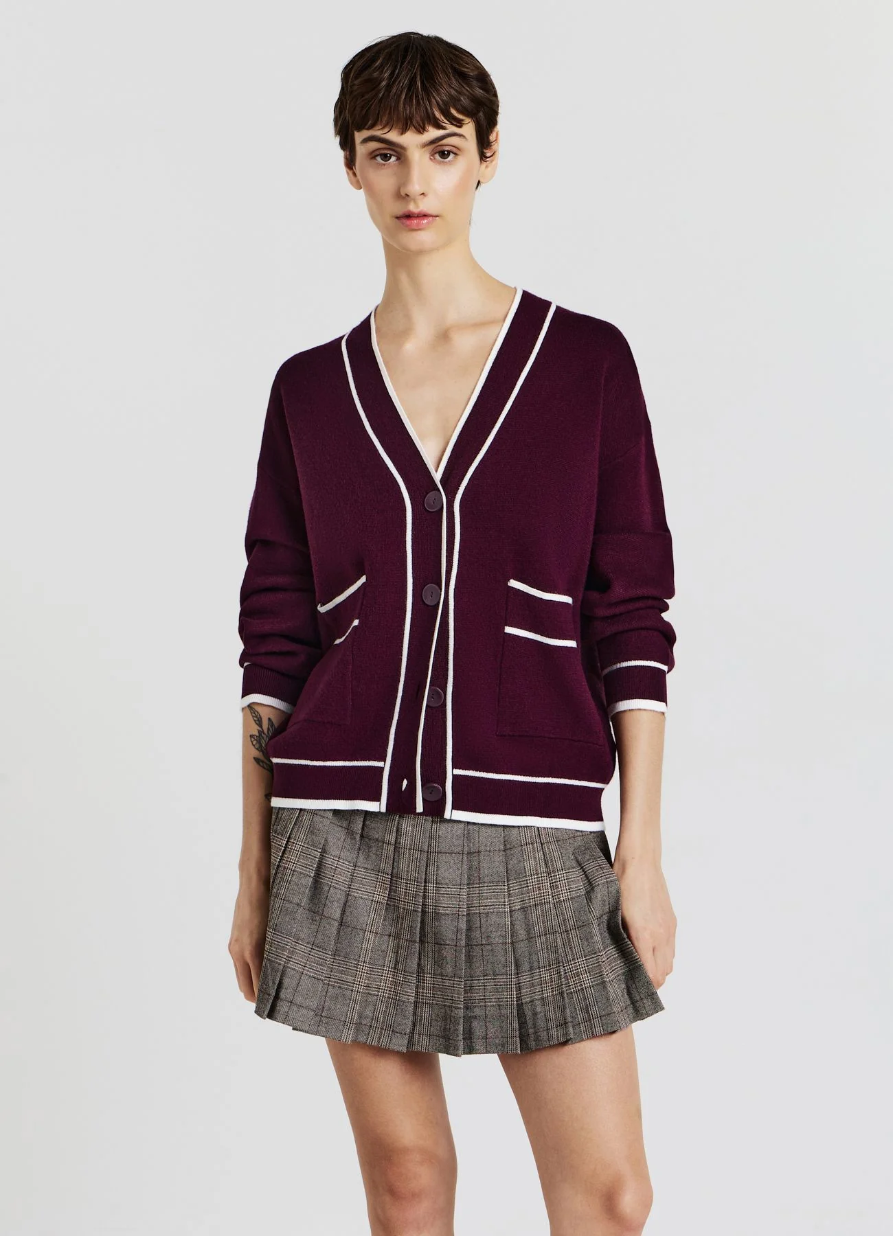 Cardigan con profili a contrasto - Image 2