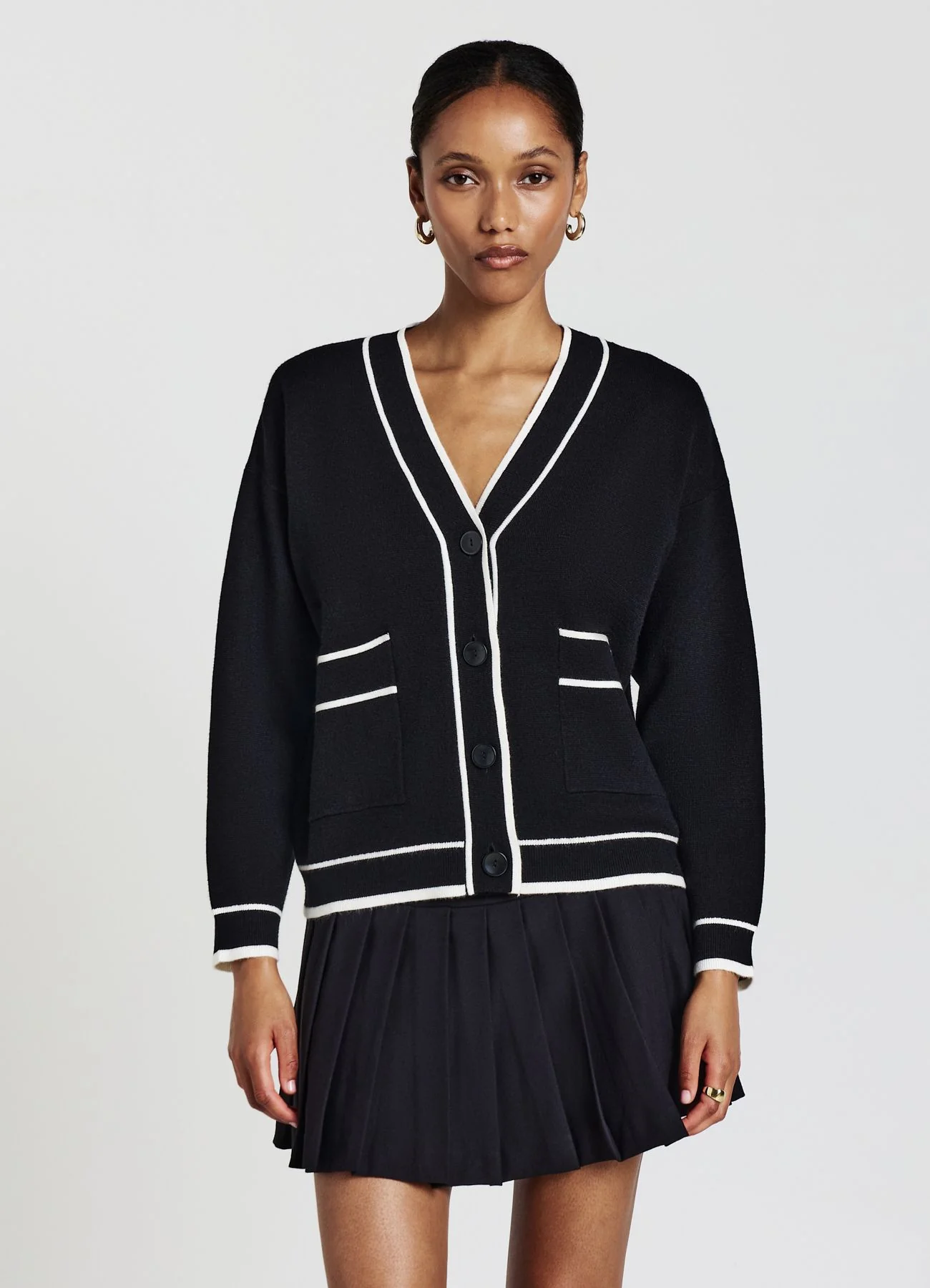 Cardigan con profili a contrasto - Image 3