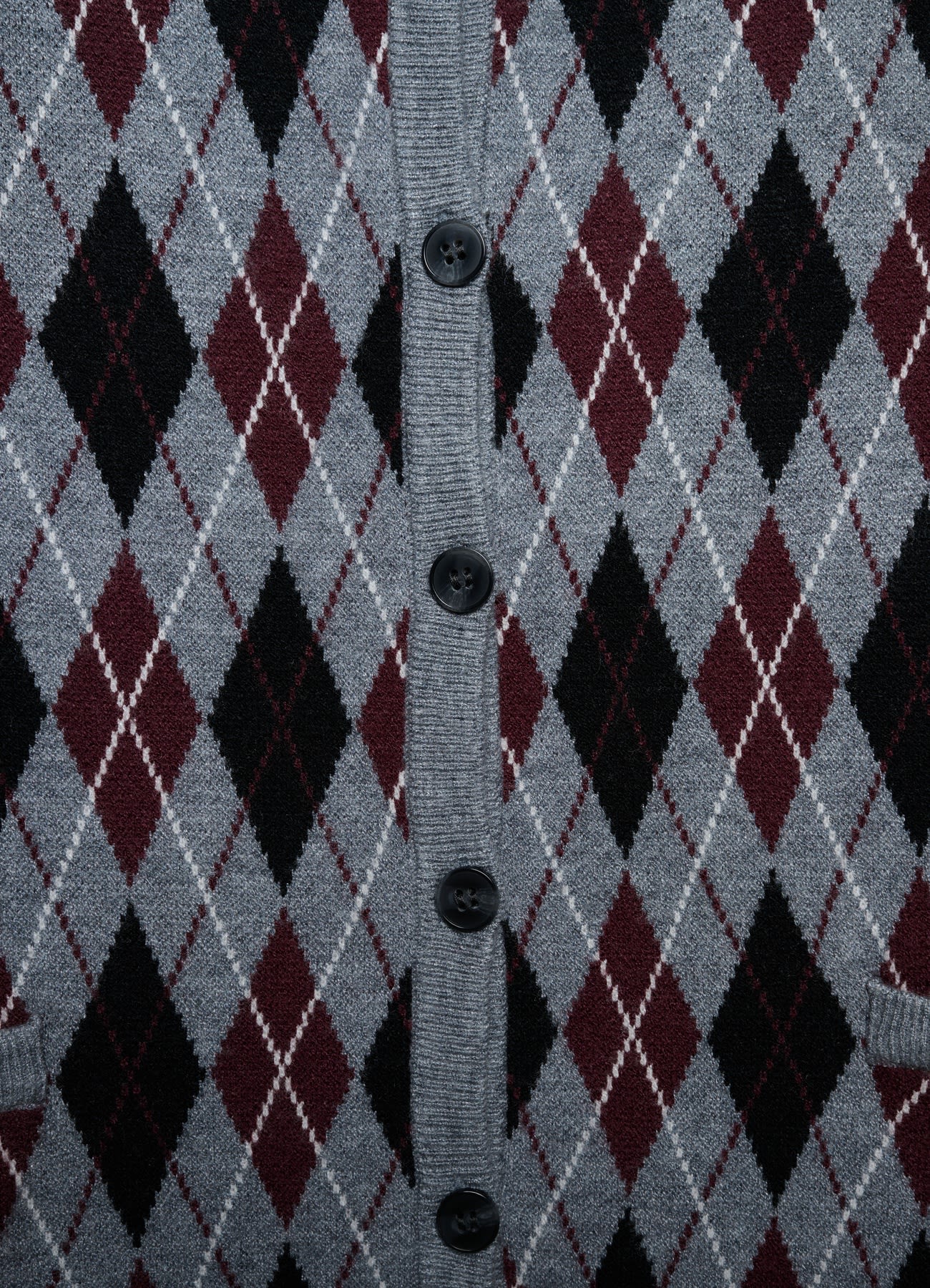 Cardigan girocollo con motivo rombi - Image 5