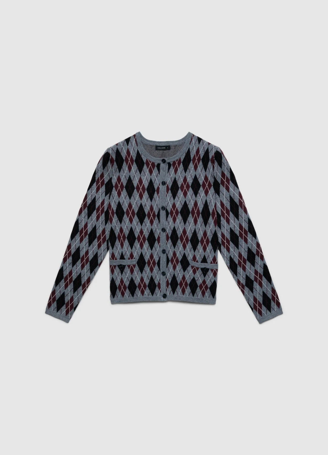 Cardigan girocollo con motivo rombi - Image 6