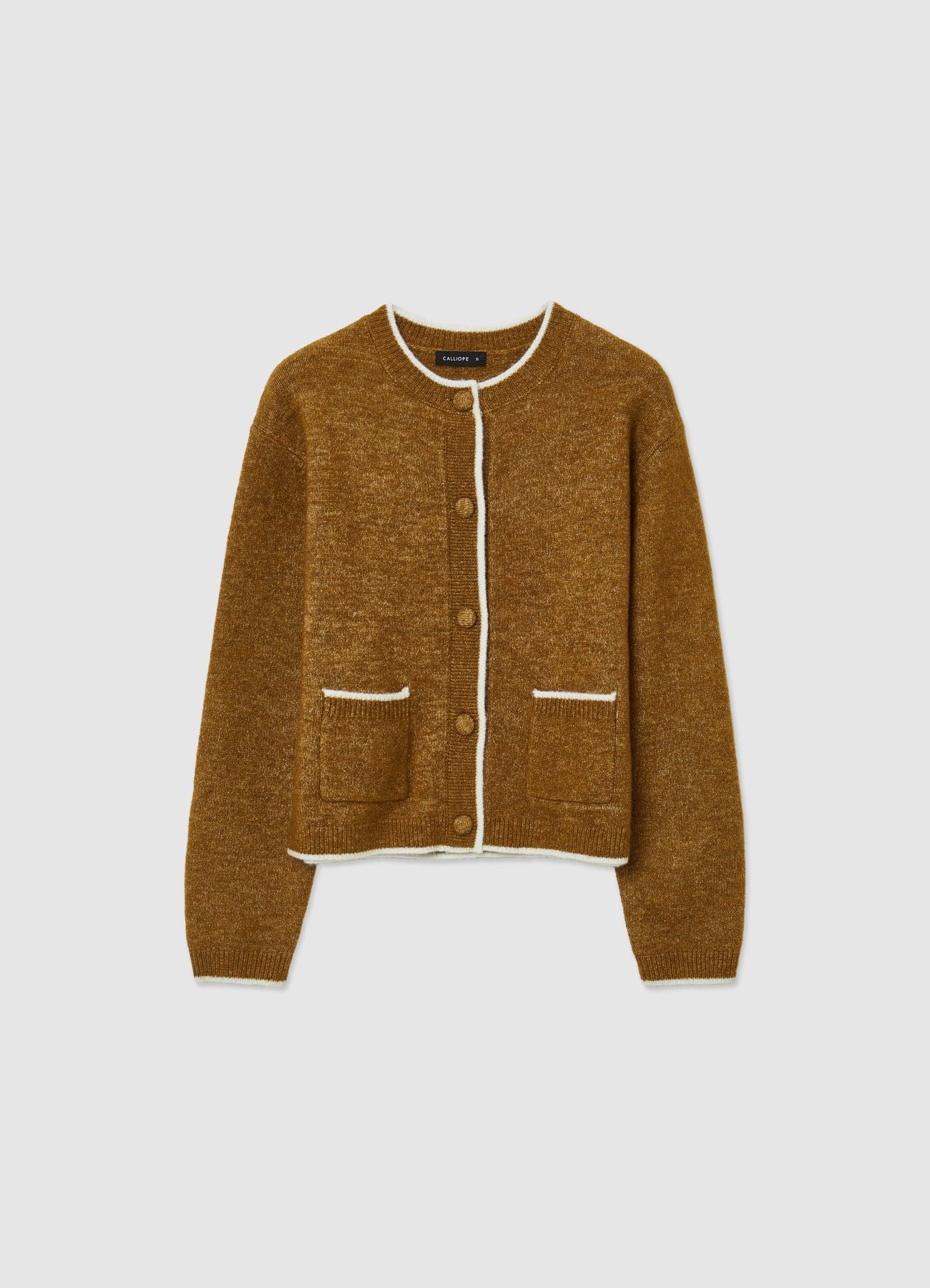 Cardigan girocollo con profili - Image 4