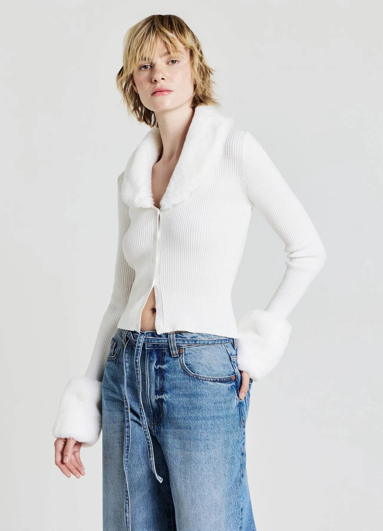 Cardigan inserti simil pelliccia