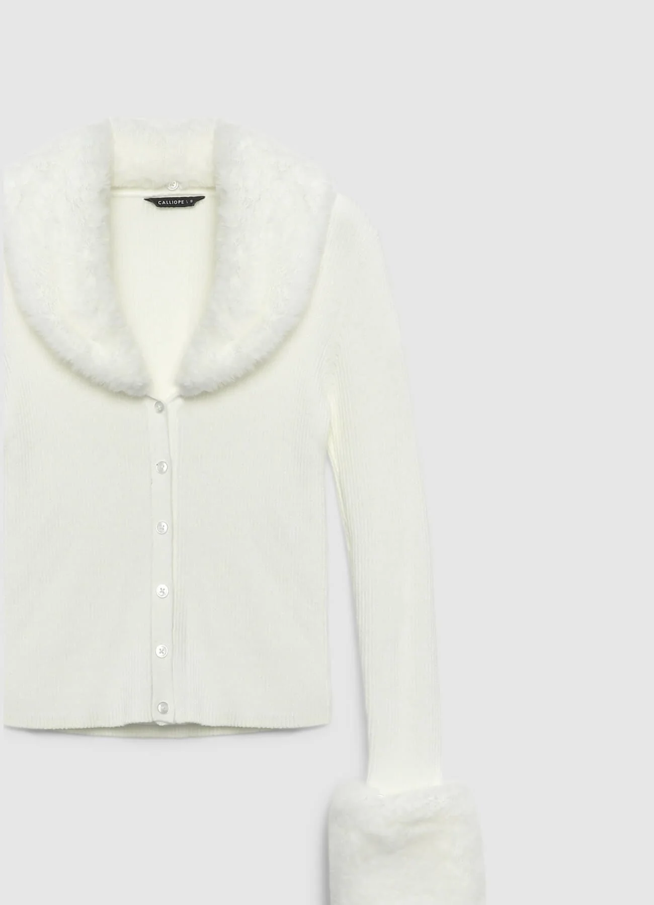 Cardigan inserti simil pelliccia - Image 5