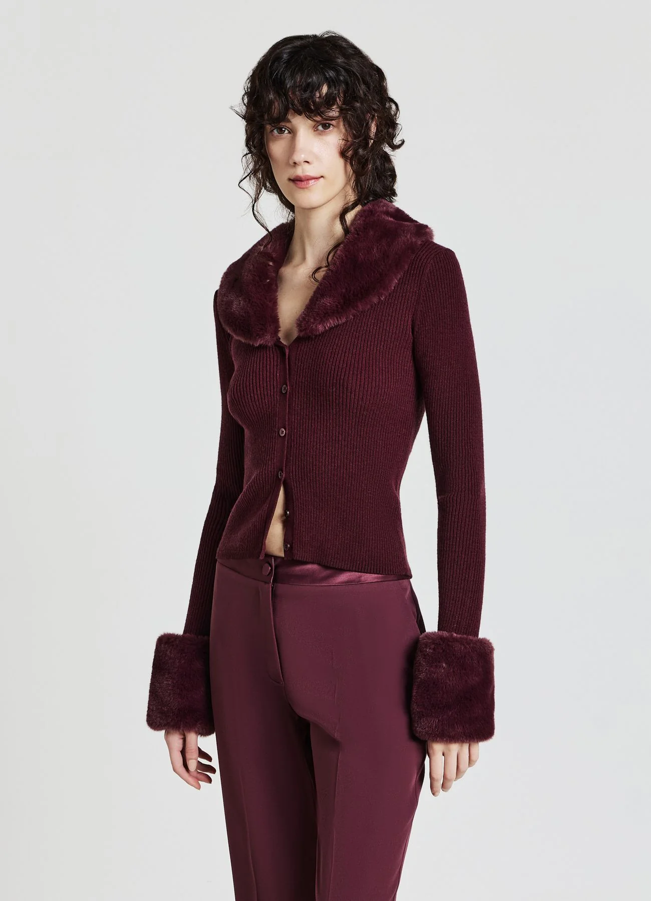 Cardigan inserti simil pelliccia - Image 3