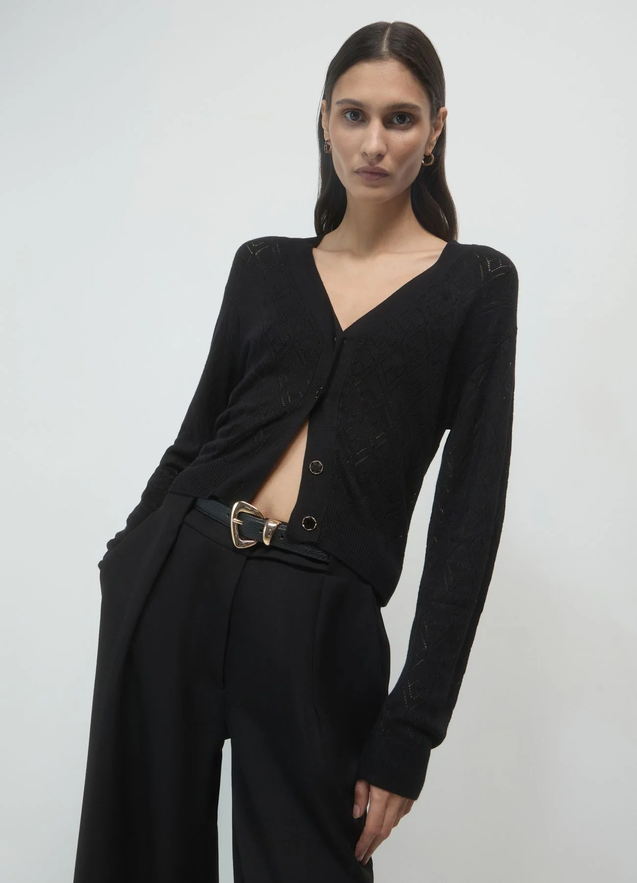 Cardigan tessuto pointelle