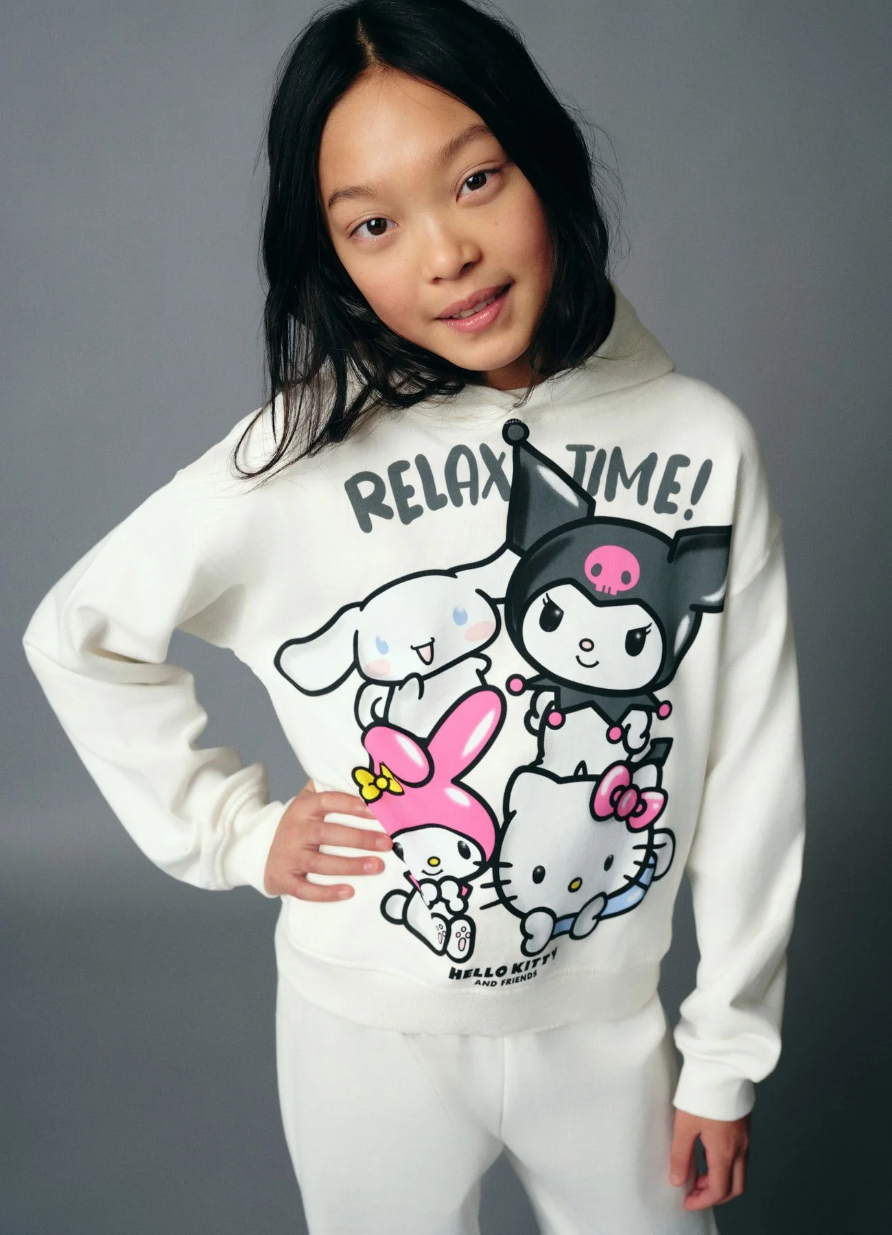 Felpa con cappuccio con stampa Hello Kitty and Friends