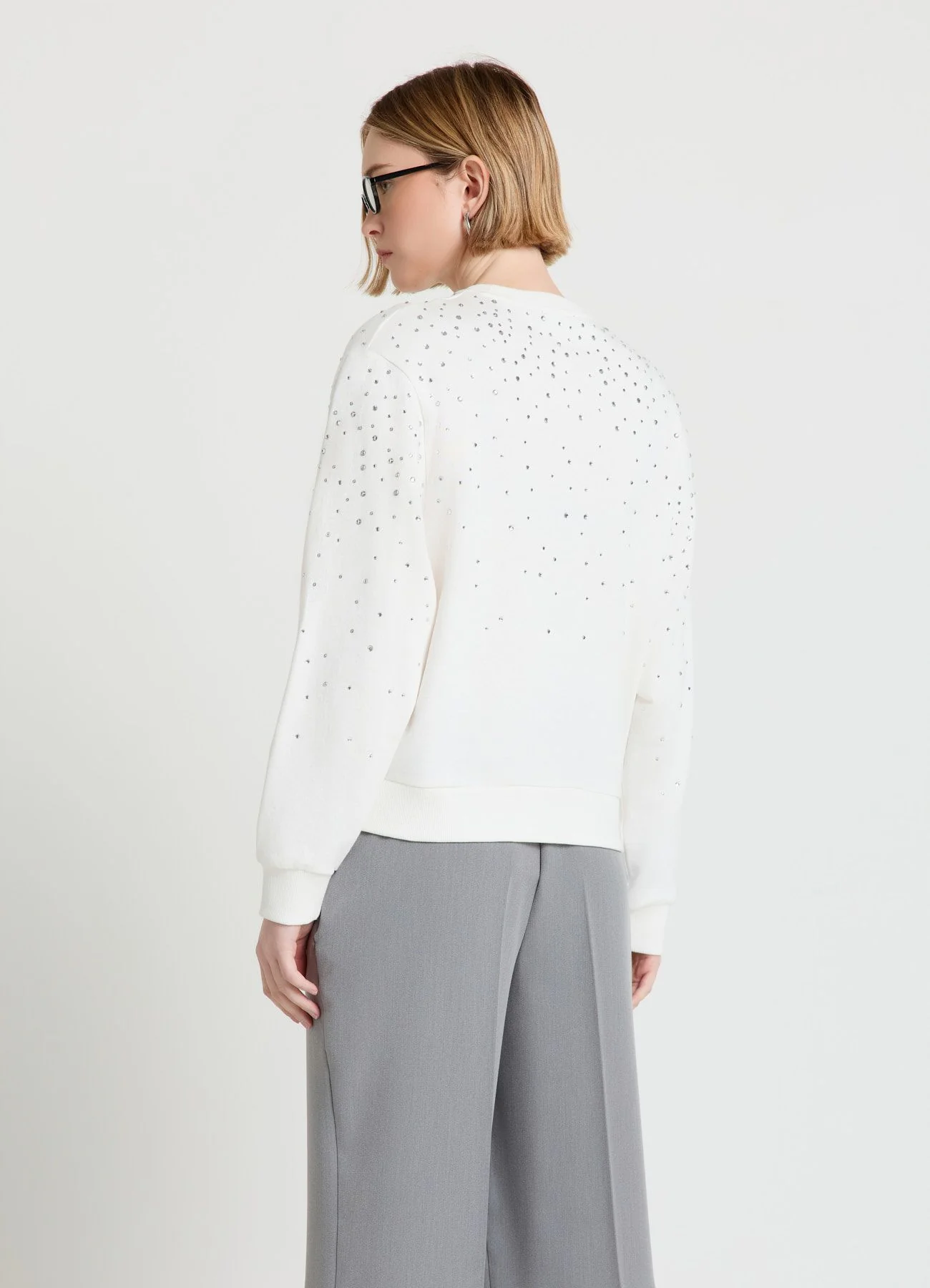 Felpa girocollo con strass