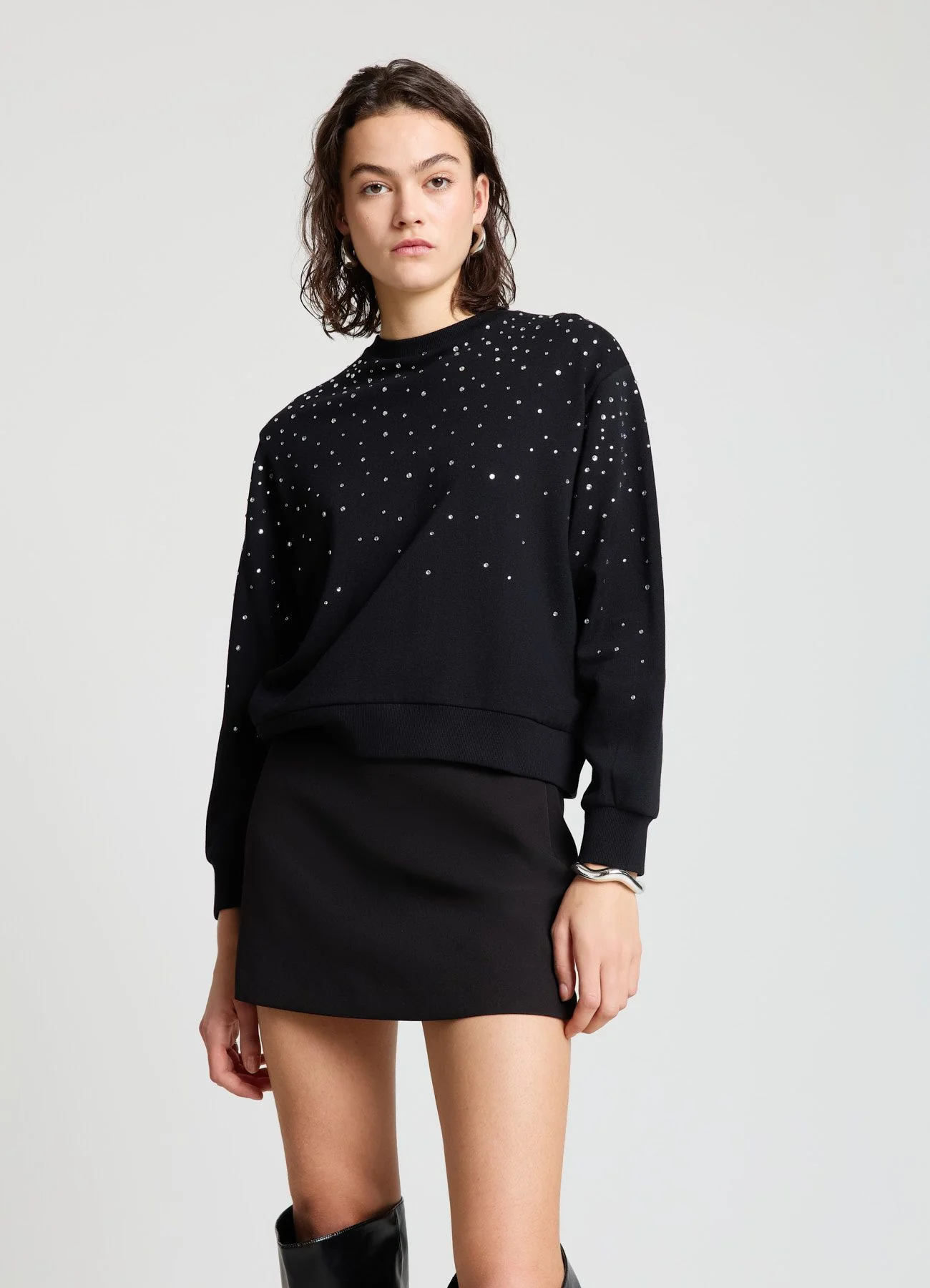 Felpa girocollo con strass - Image 3