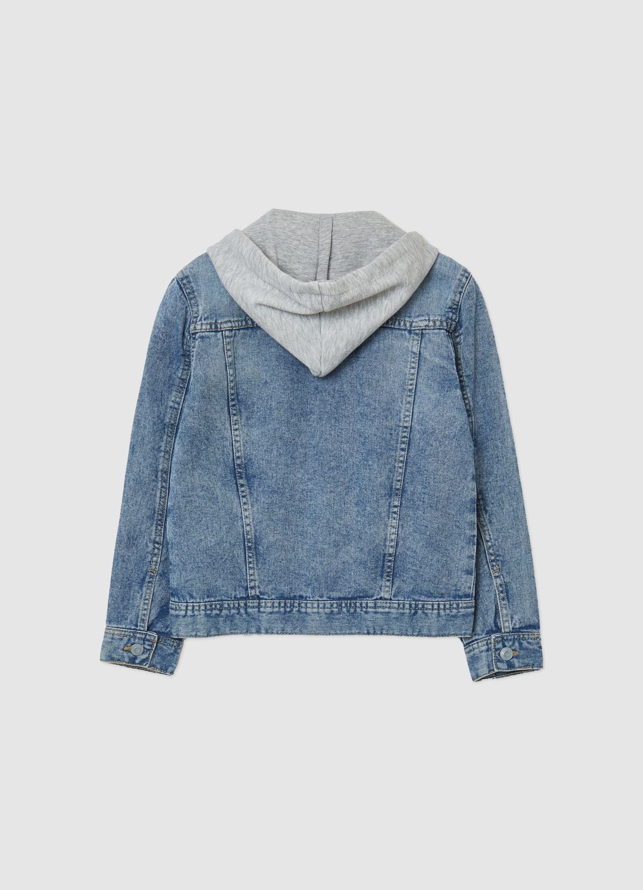 Giacca denim con cappuccio in felpa - Image 5