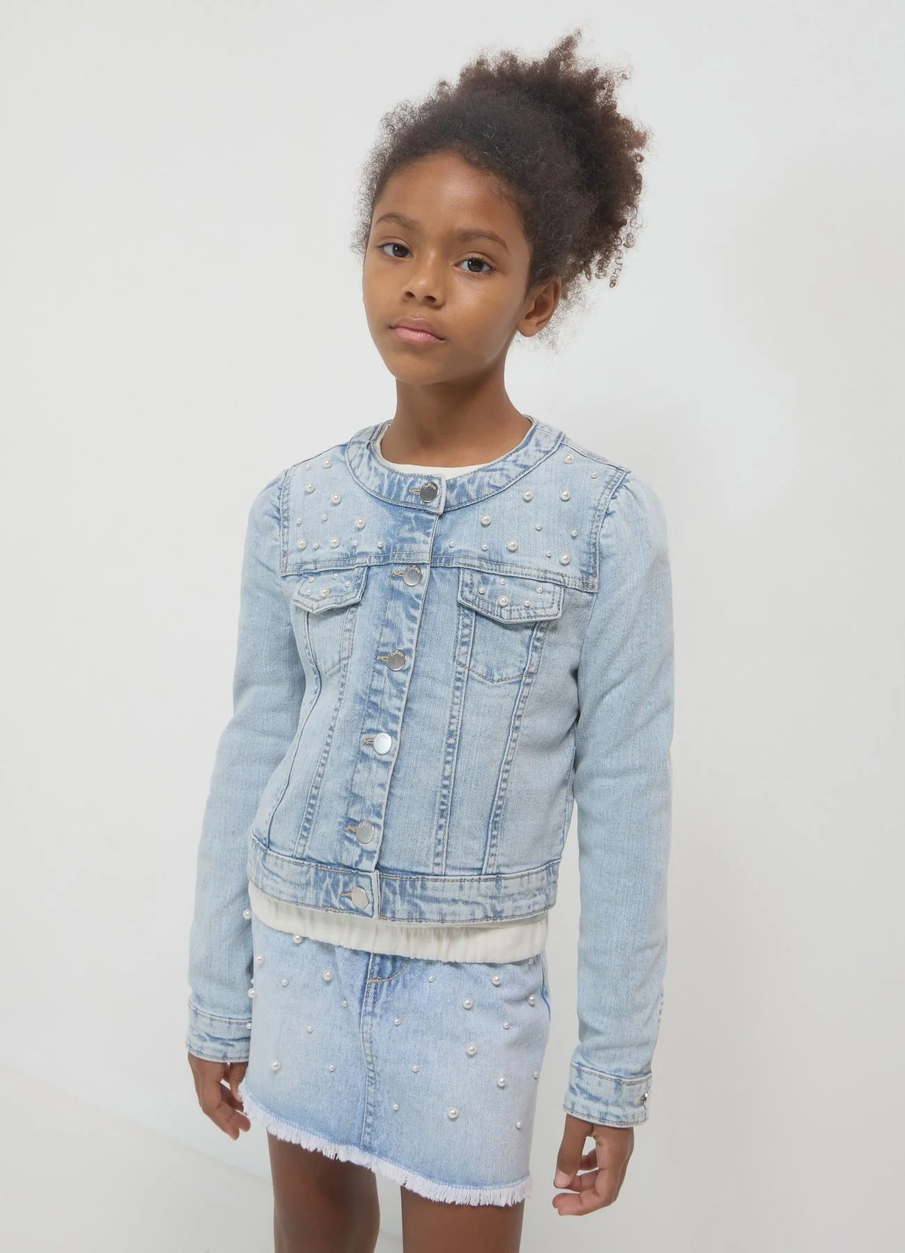 Giacca denim con perle
