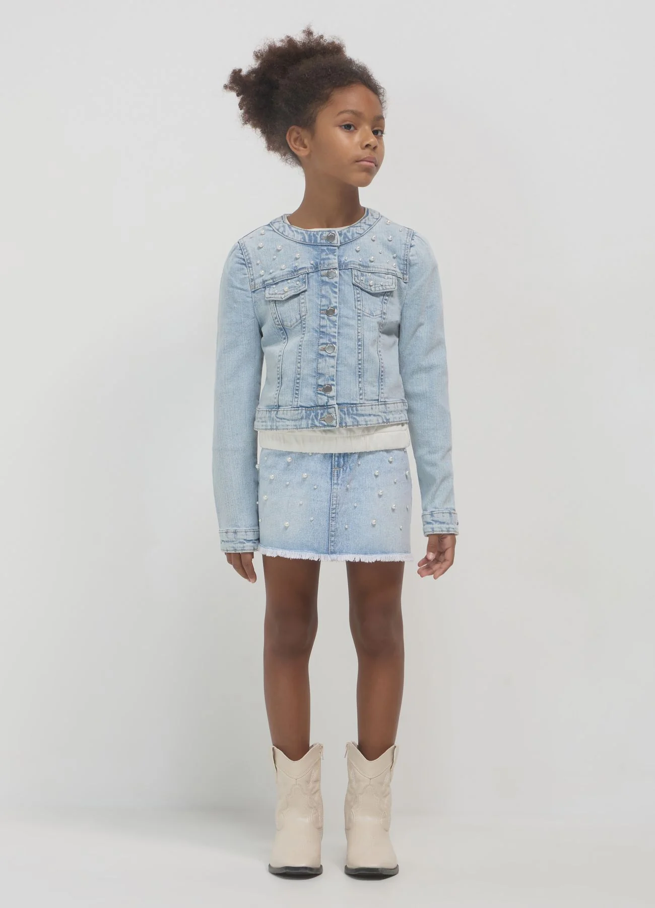 Giacca denim con perle - Image 3