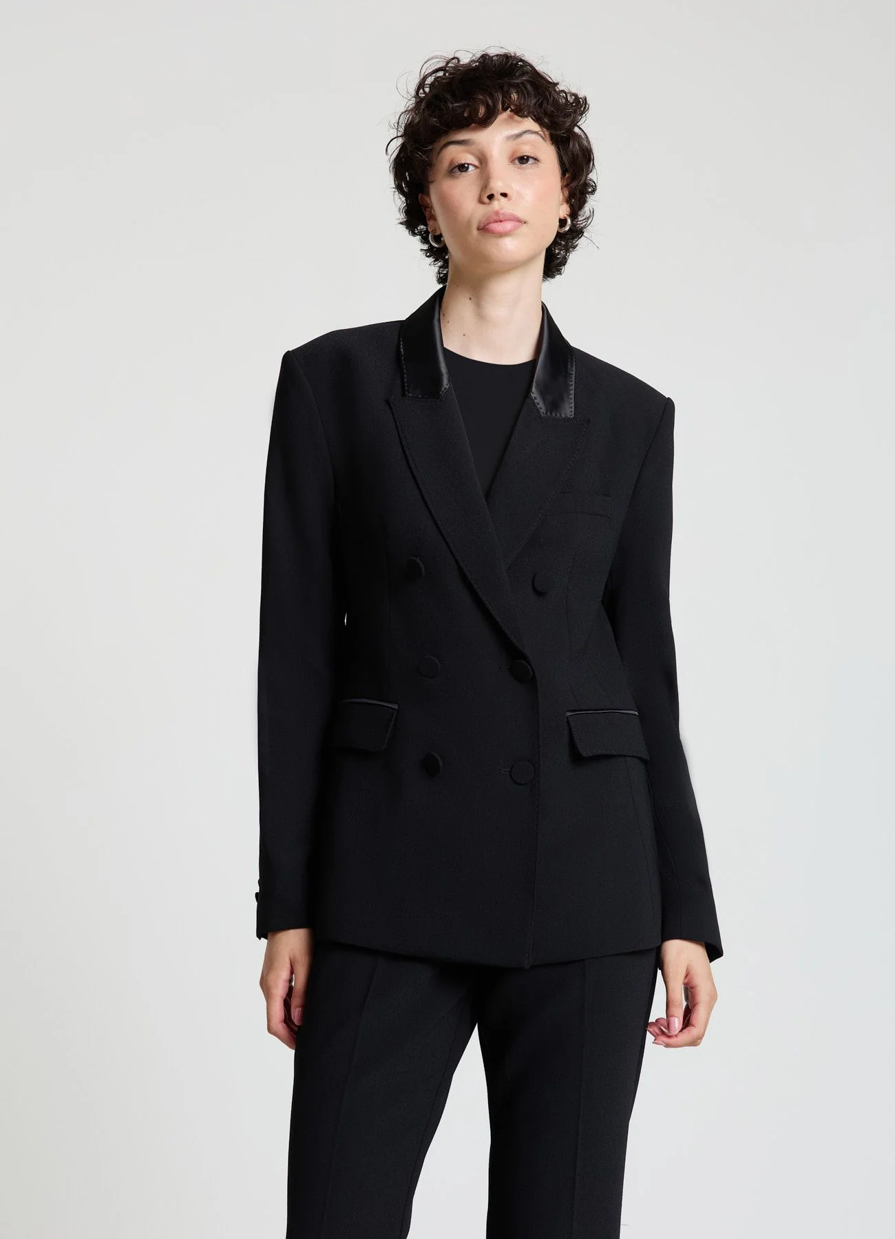 Giacca doppiopetto con revers similsatin - Image 3