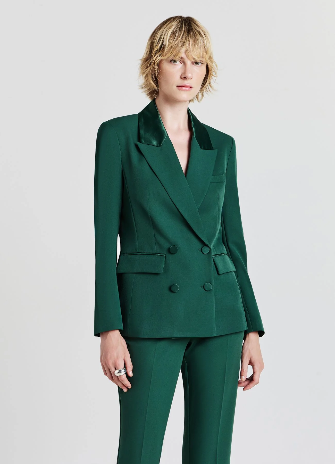 Giacca doppiopetto revers simil satin