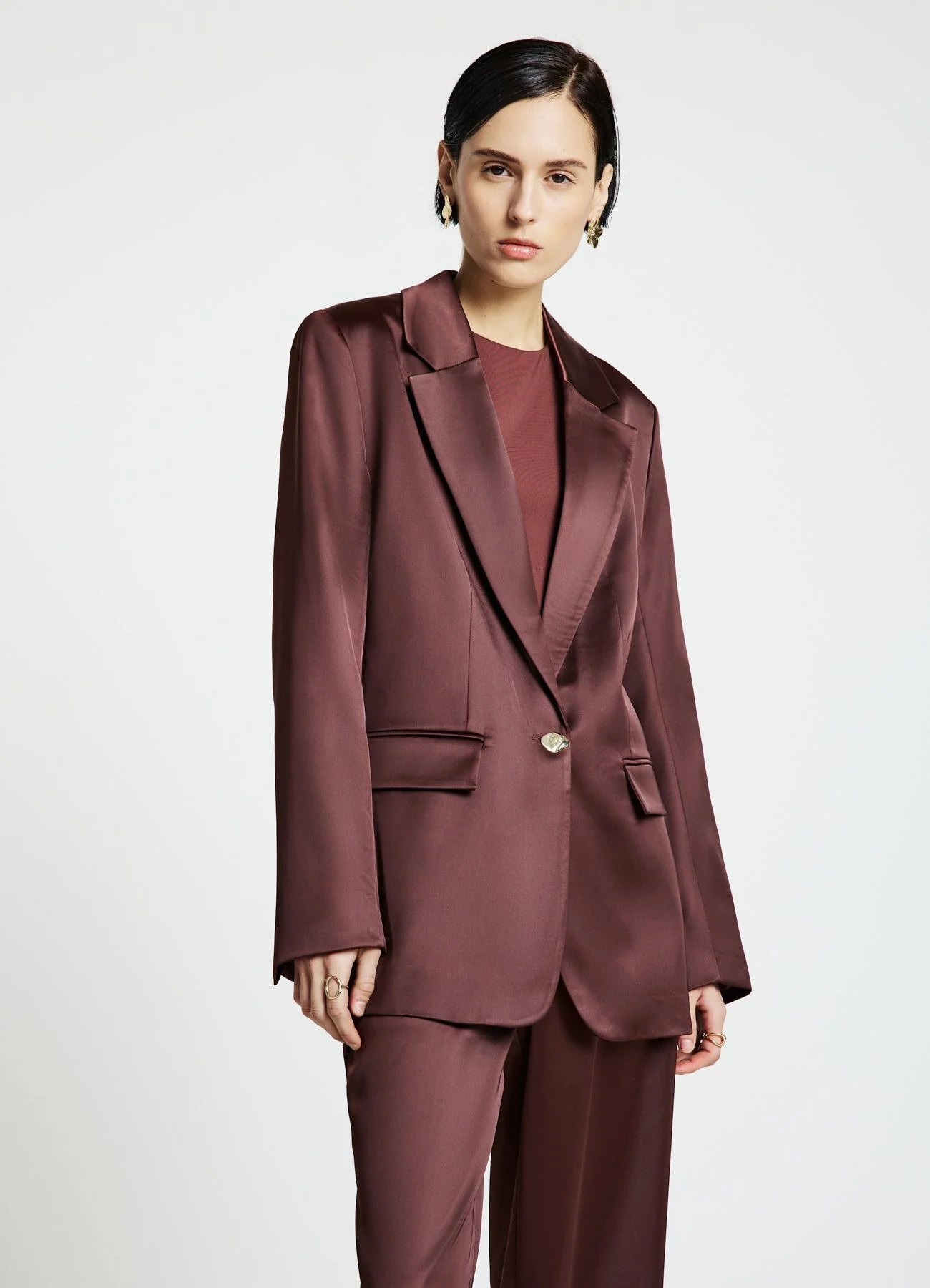 Giacca monopetto in simil satin
