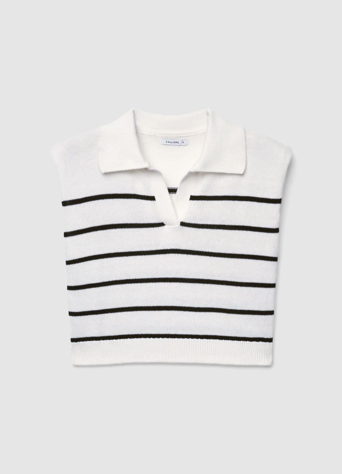 Gilet a righe con colletto polo - Image 5