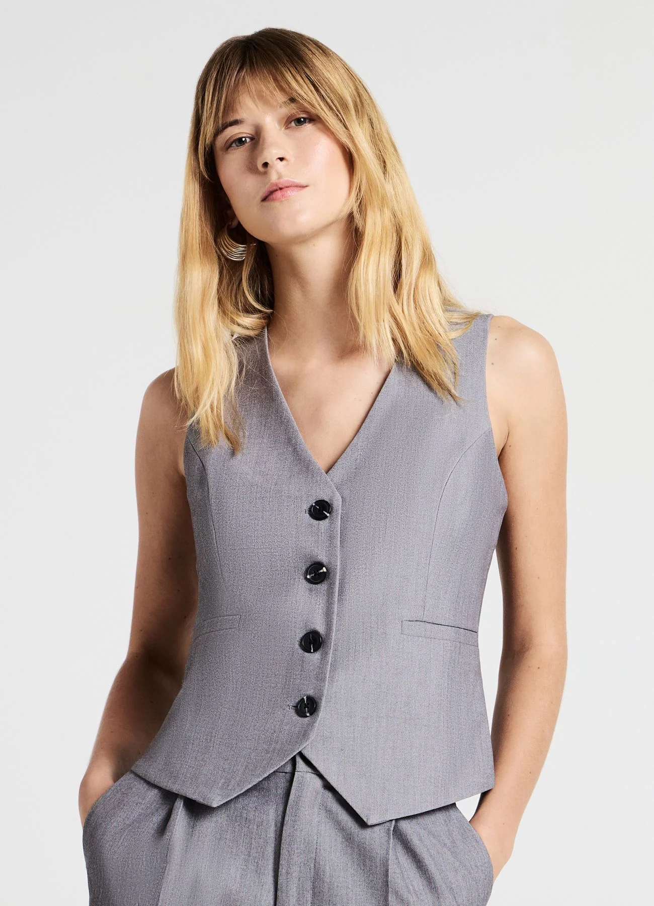 Gilet bottoni melange - Image 3