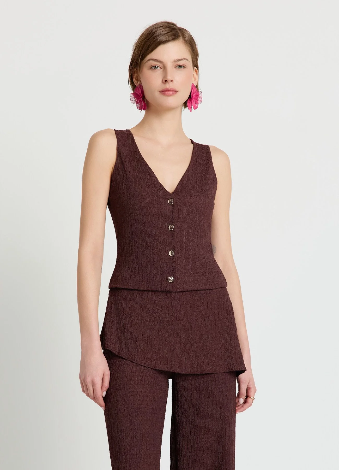 Gilet con scollo a V e bottoni - Image 2
