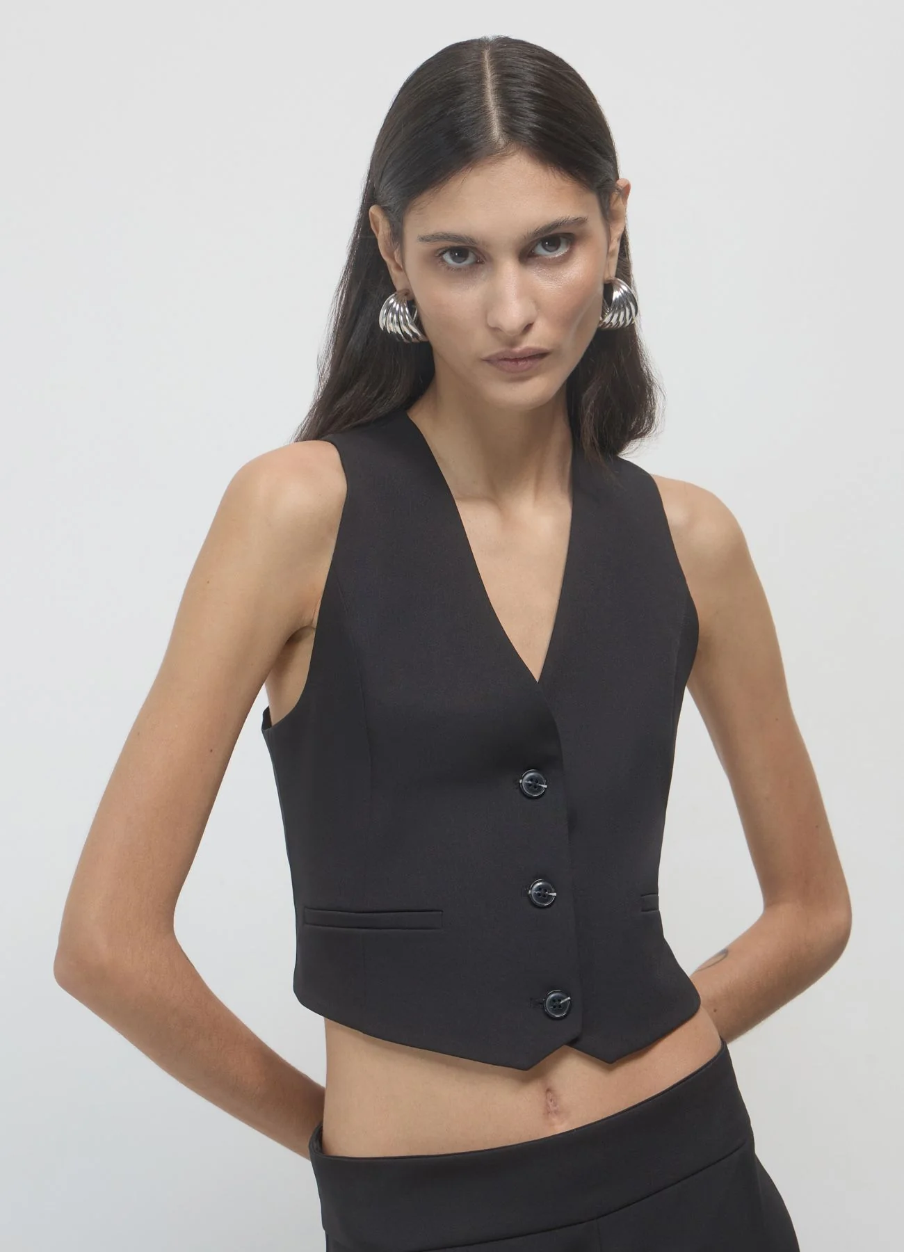 Gilet crop tinta unita - Image 4