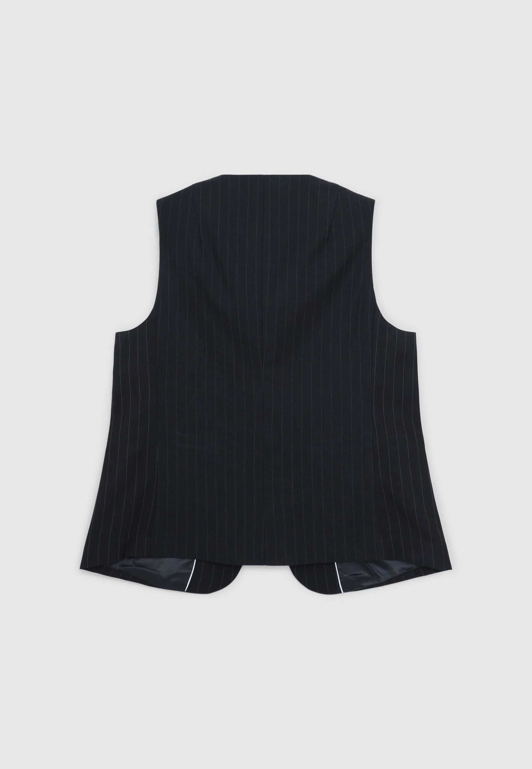Gilet gessato con abbottonatura alta - Image 5