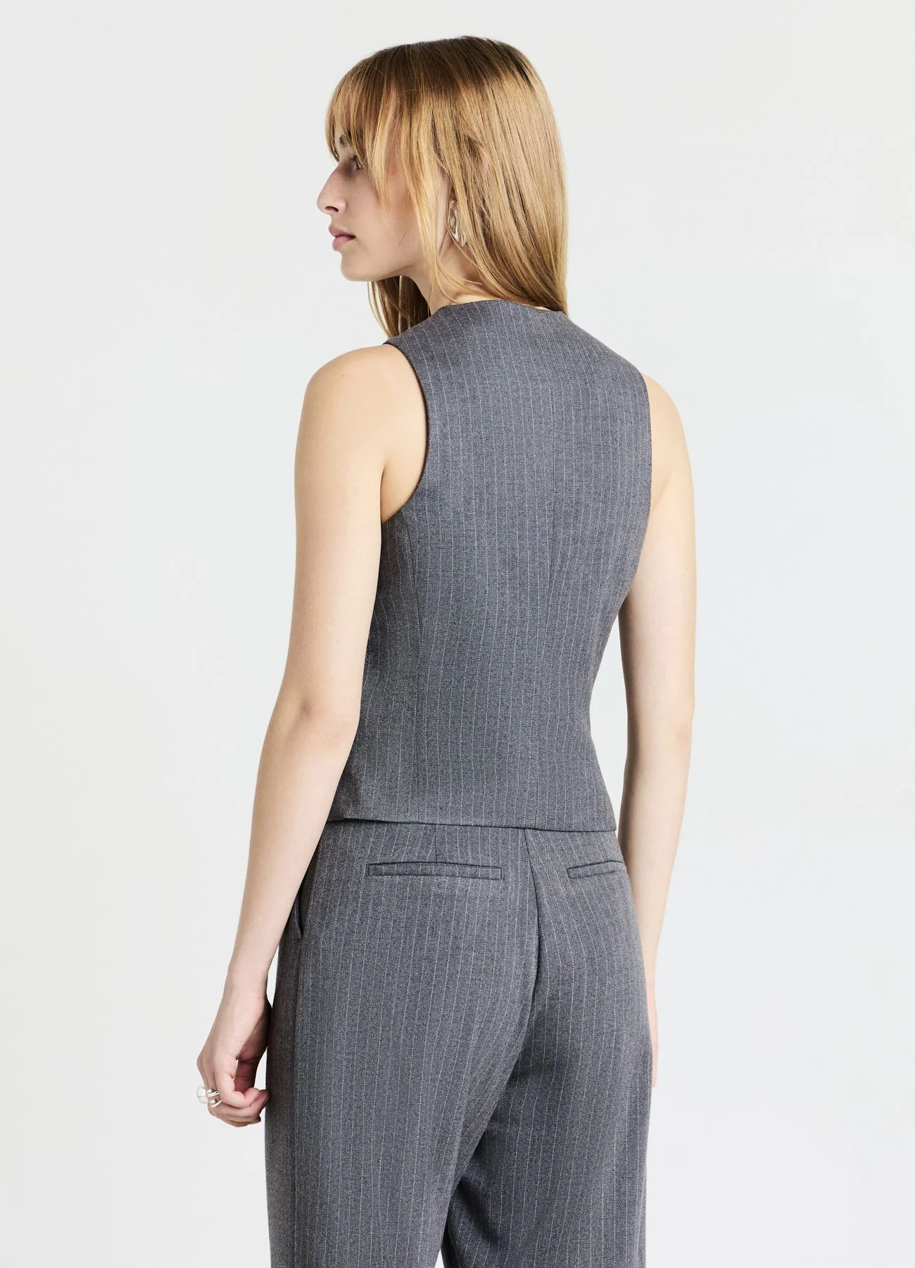 Gilet gessato con bottoni - Image 2