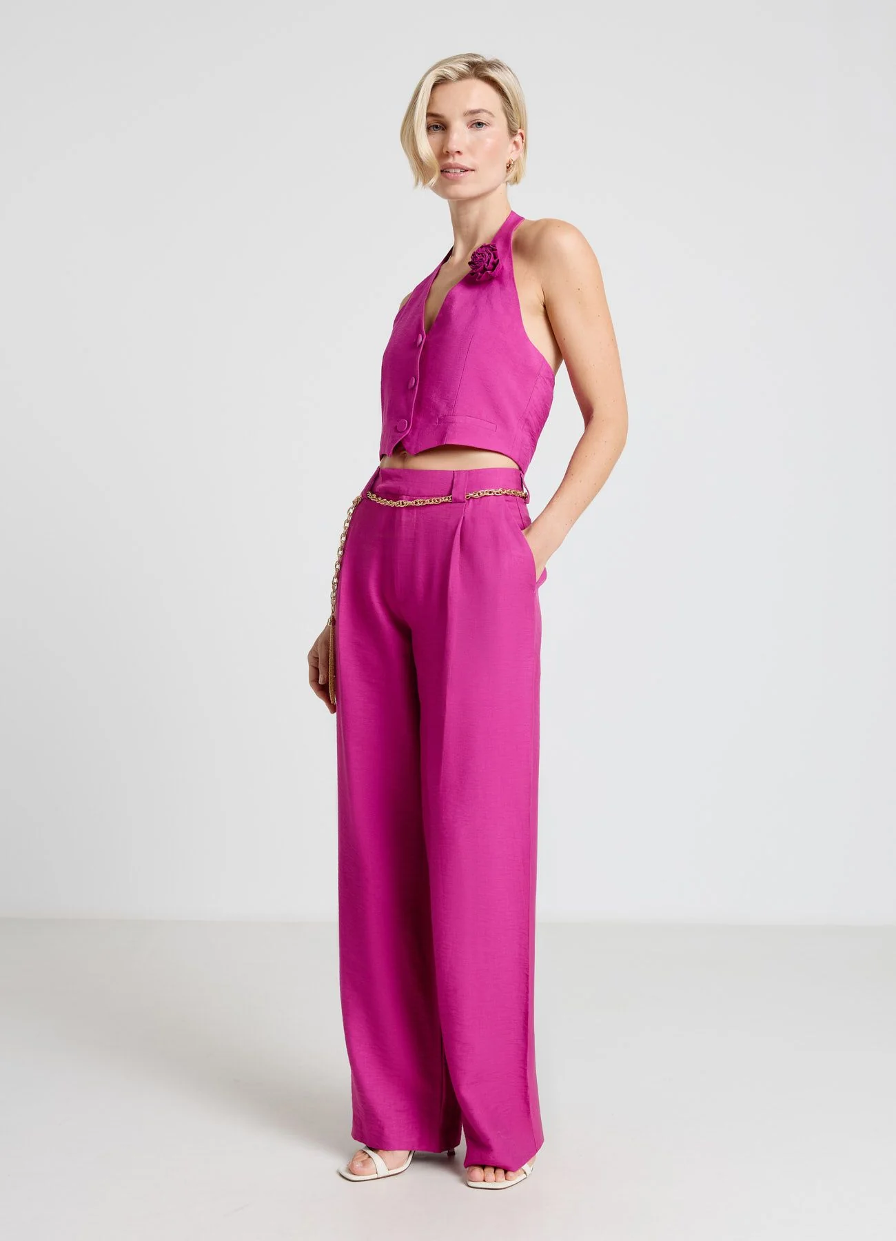 Gilet halter con fiore