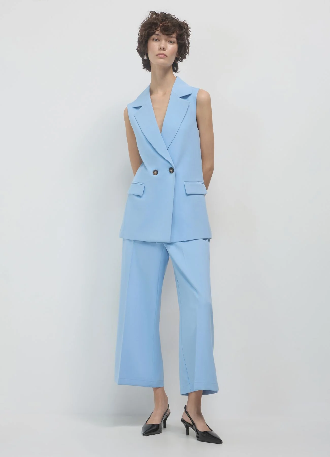 Gilet lungo doppiopetto