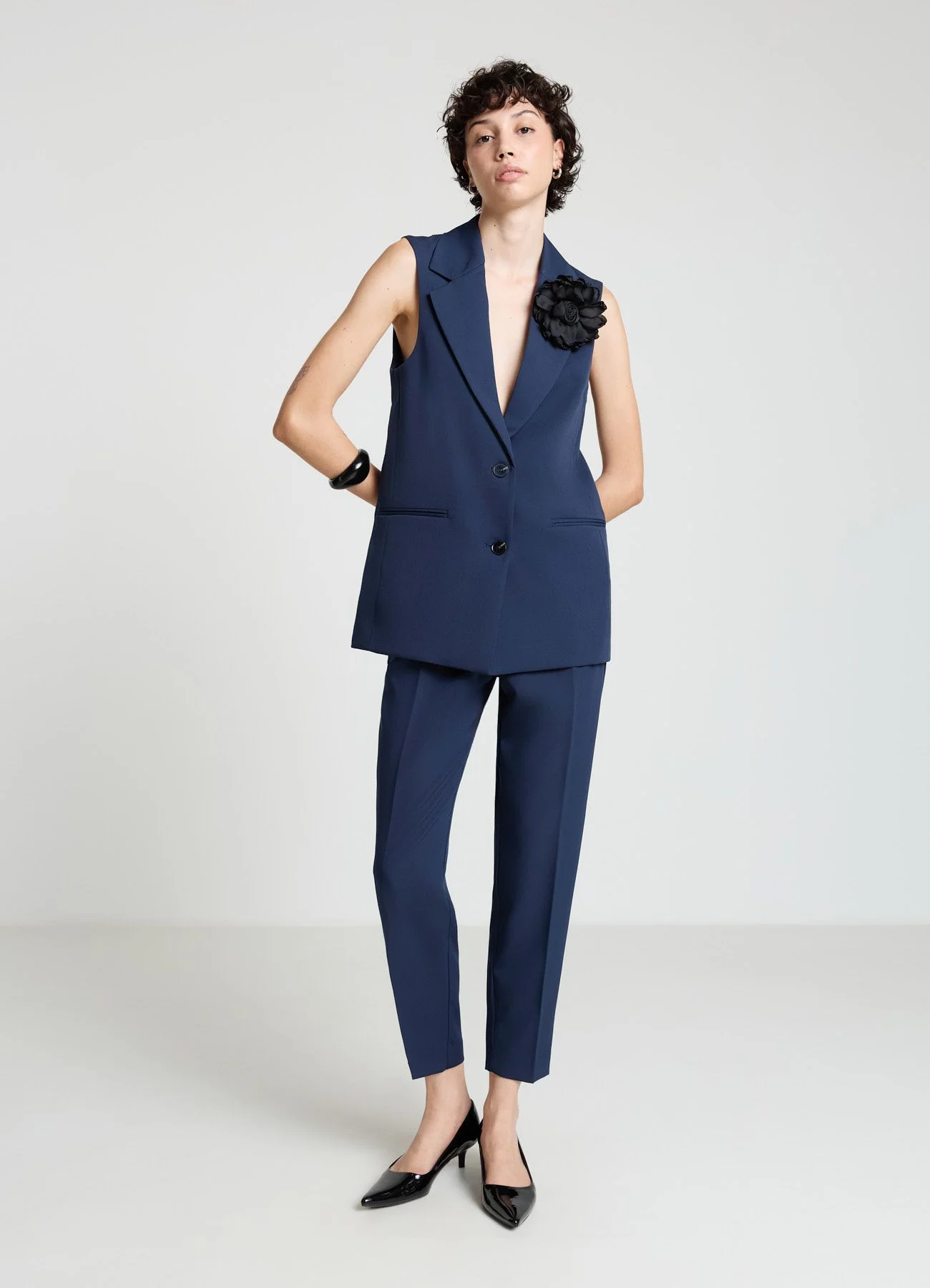 Gilet lungo monopetto