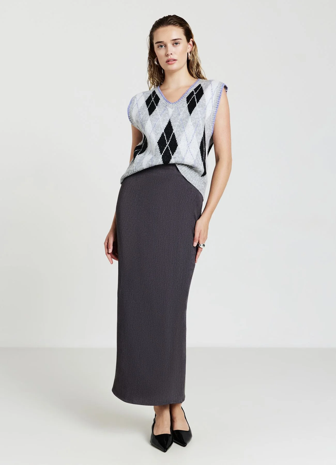 Gilet maglia a rombi