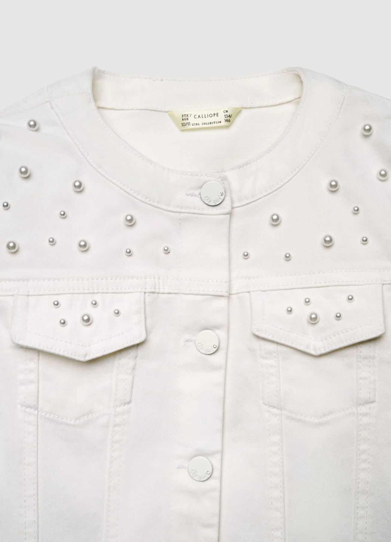 Giubbino denim con perle decorative - Image 5