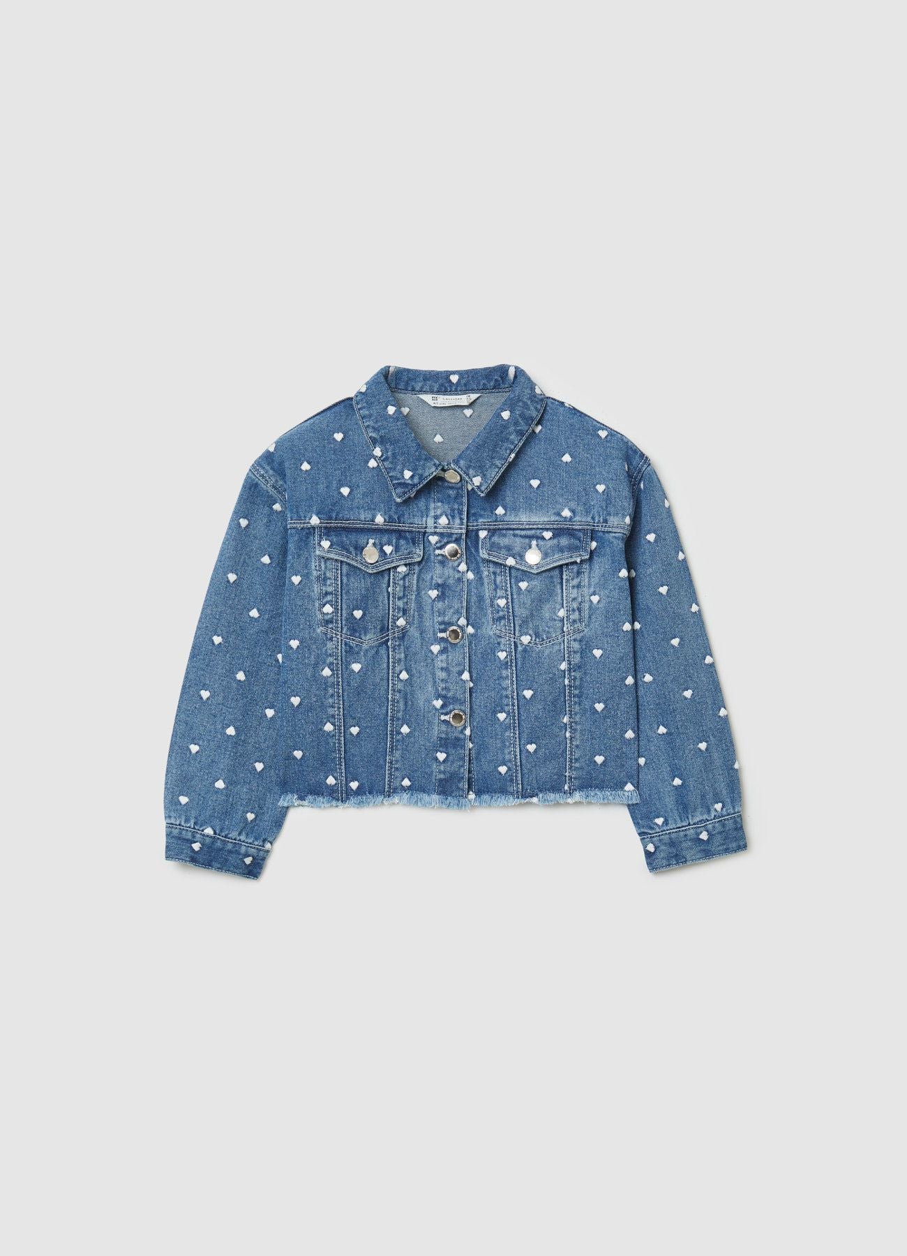Giubbino in denim con cuori ricamati - Image 3
