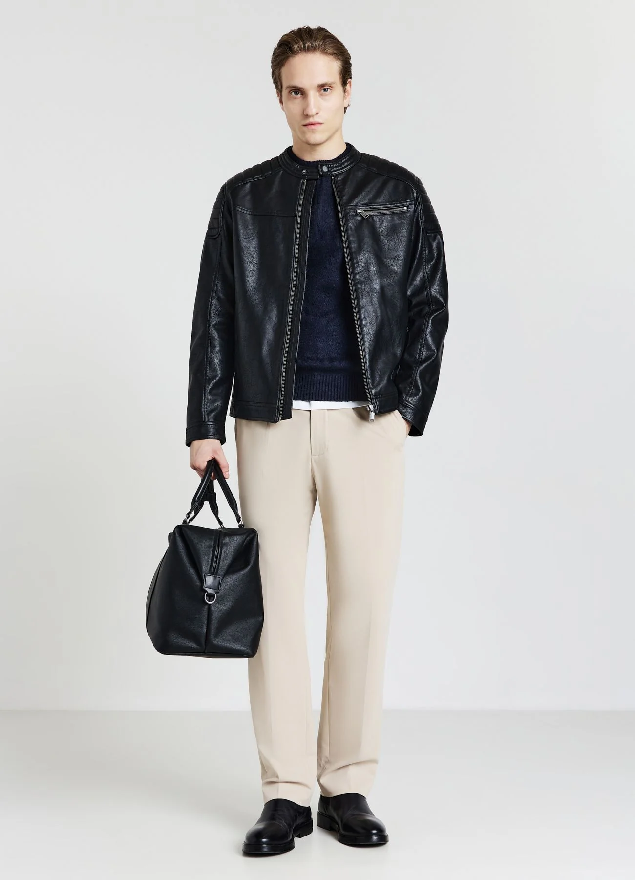 Giubbotto biker similpelle
