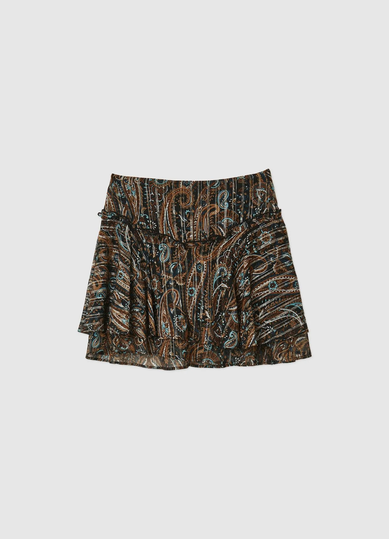 Gonna corta con balze e stampa paisley - Image 5