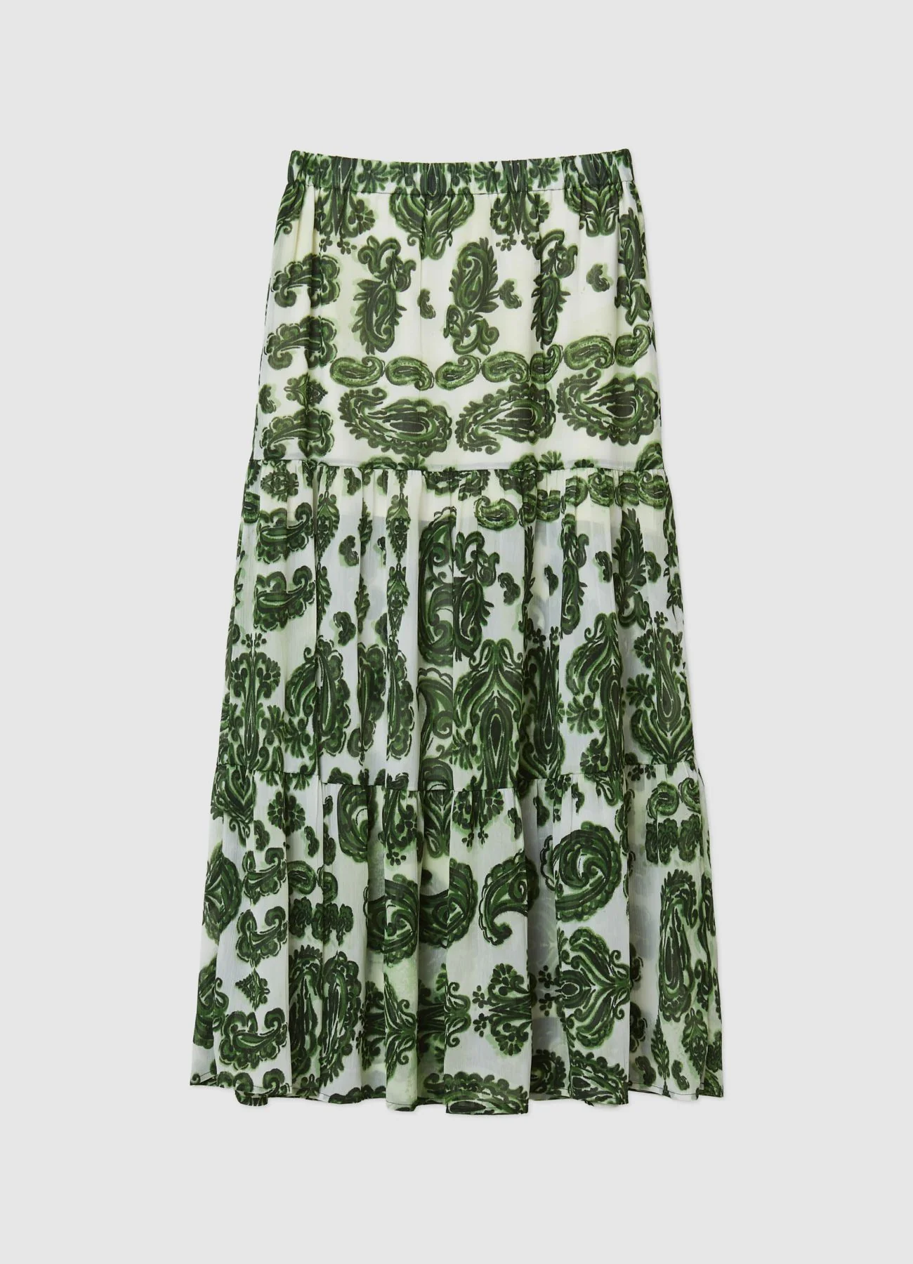 Gonna longuette a balze con stampa paisley - Image 5