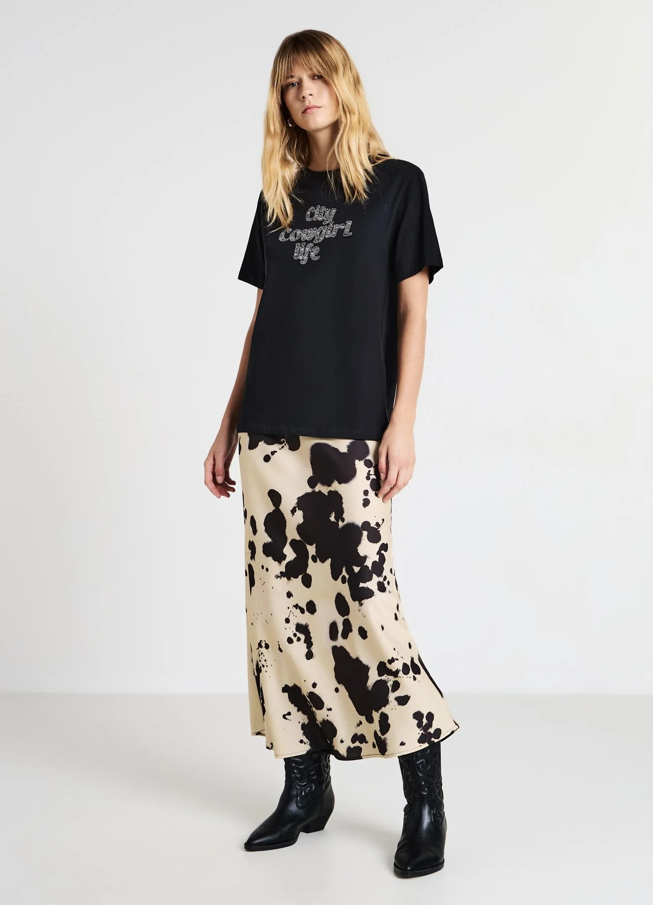 Gonna longuette animalier svasata - Image 2