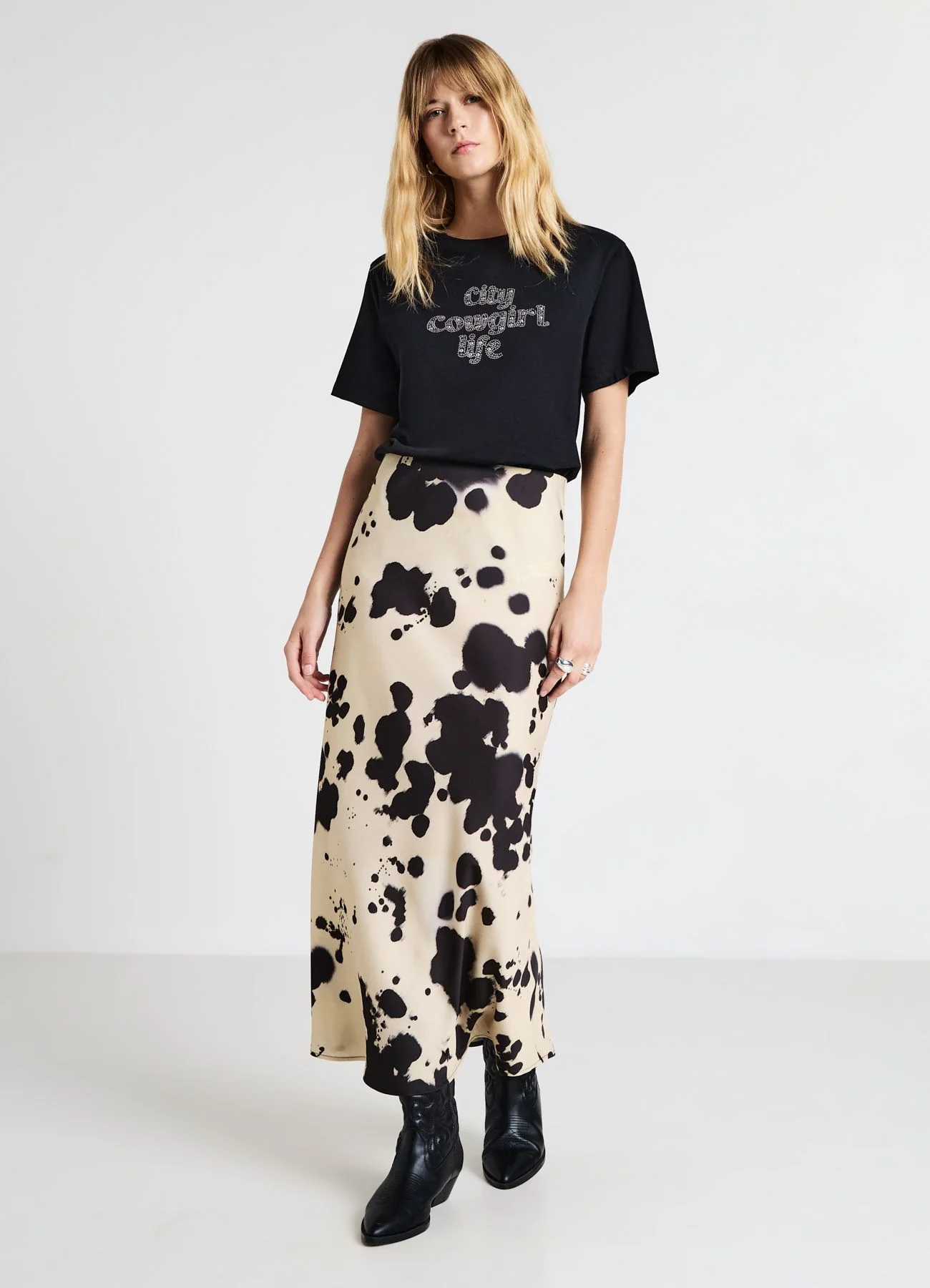 Gonna longuette animalier svasata - Image 3