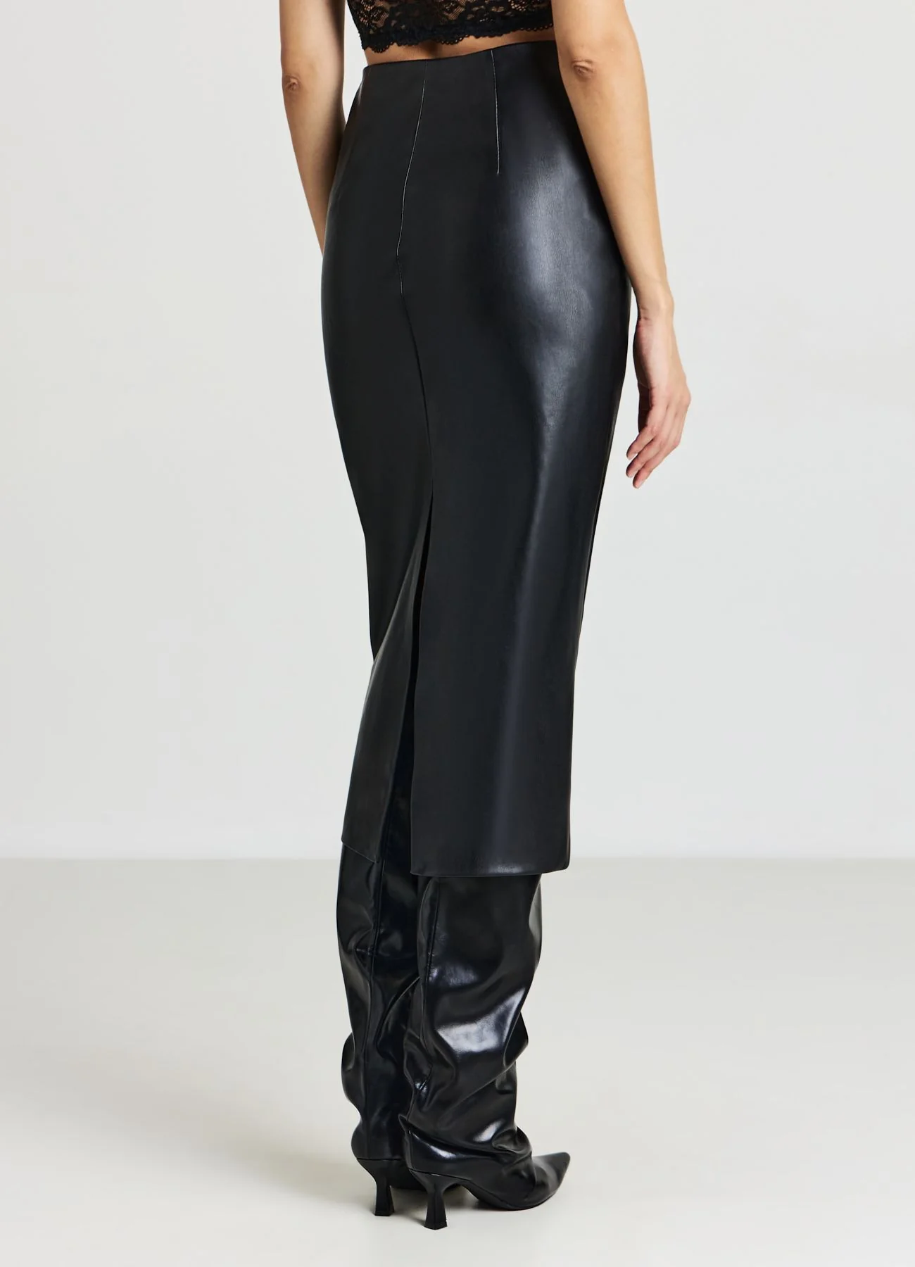 Gonna longuette con strass e spacco - Image 2