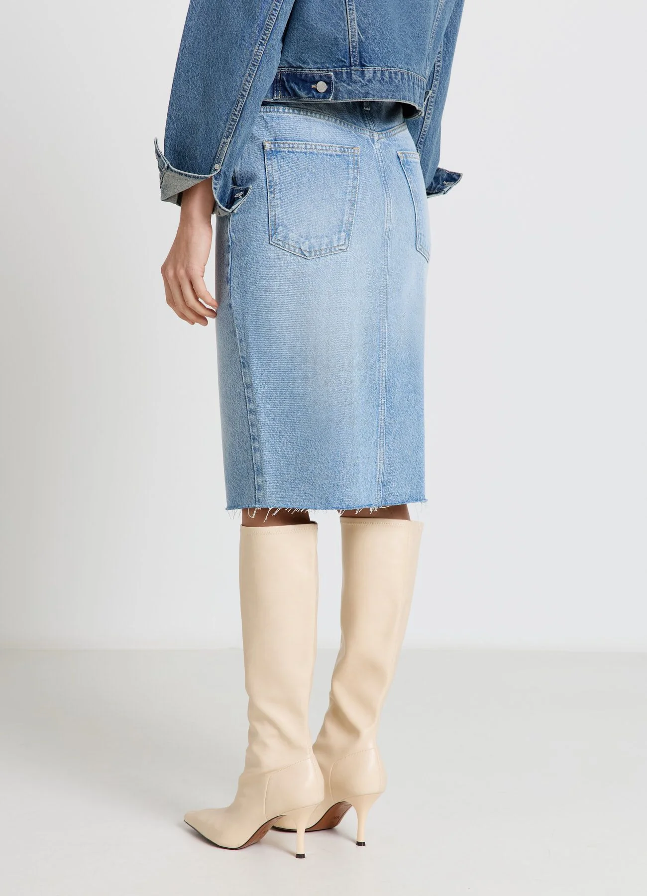 Gonna longuette in denim con spacco - Image 2