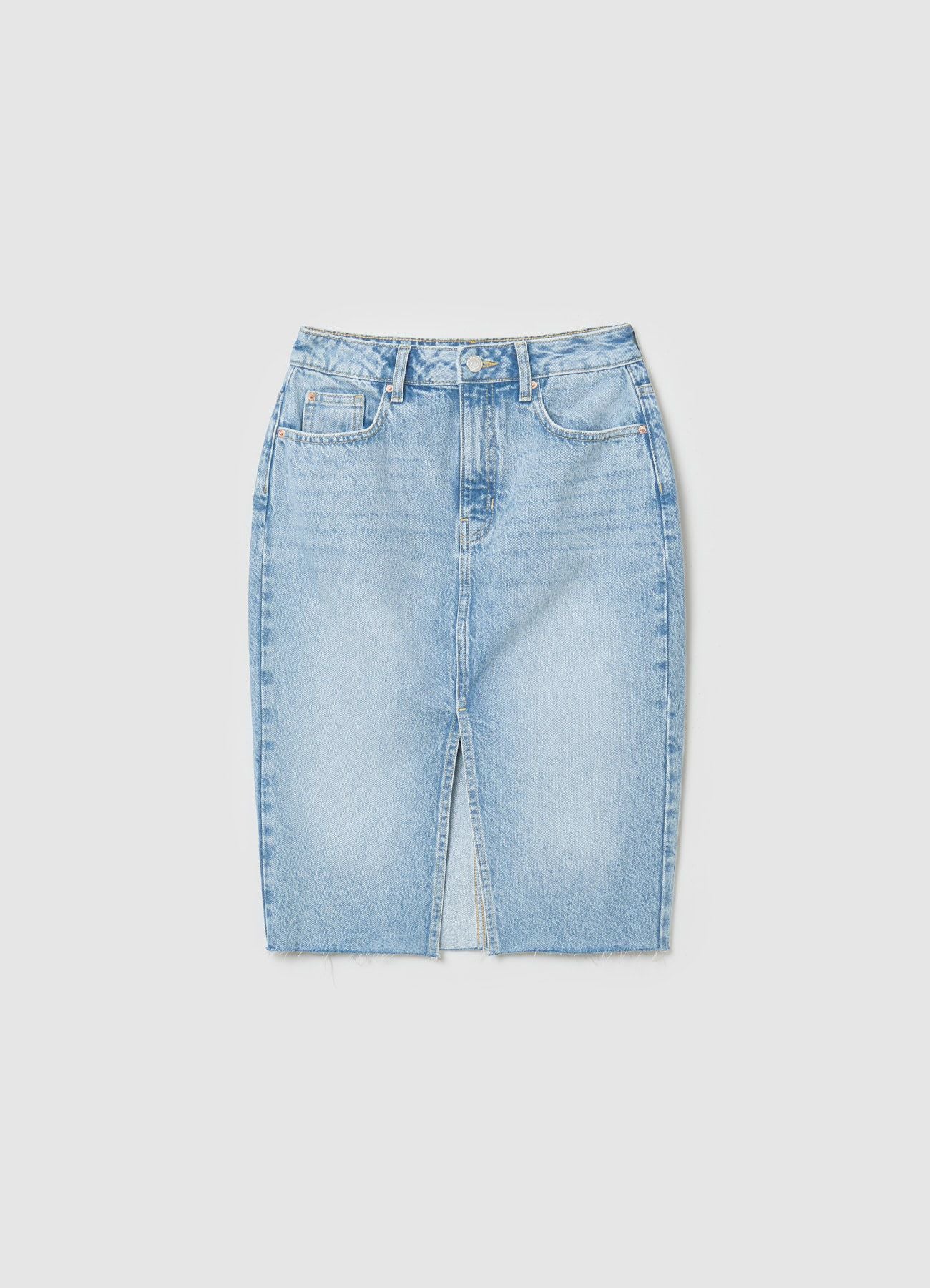 Gonna longuette in denim con spacco - Image 6