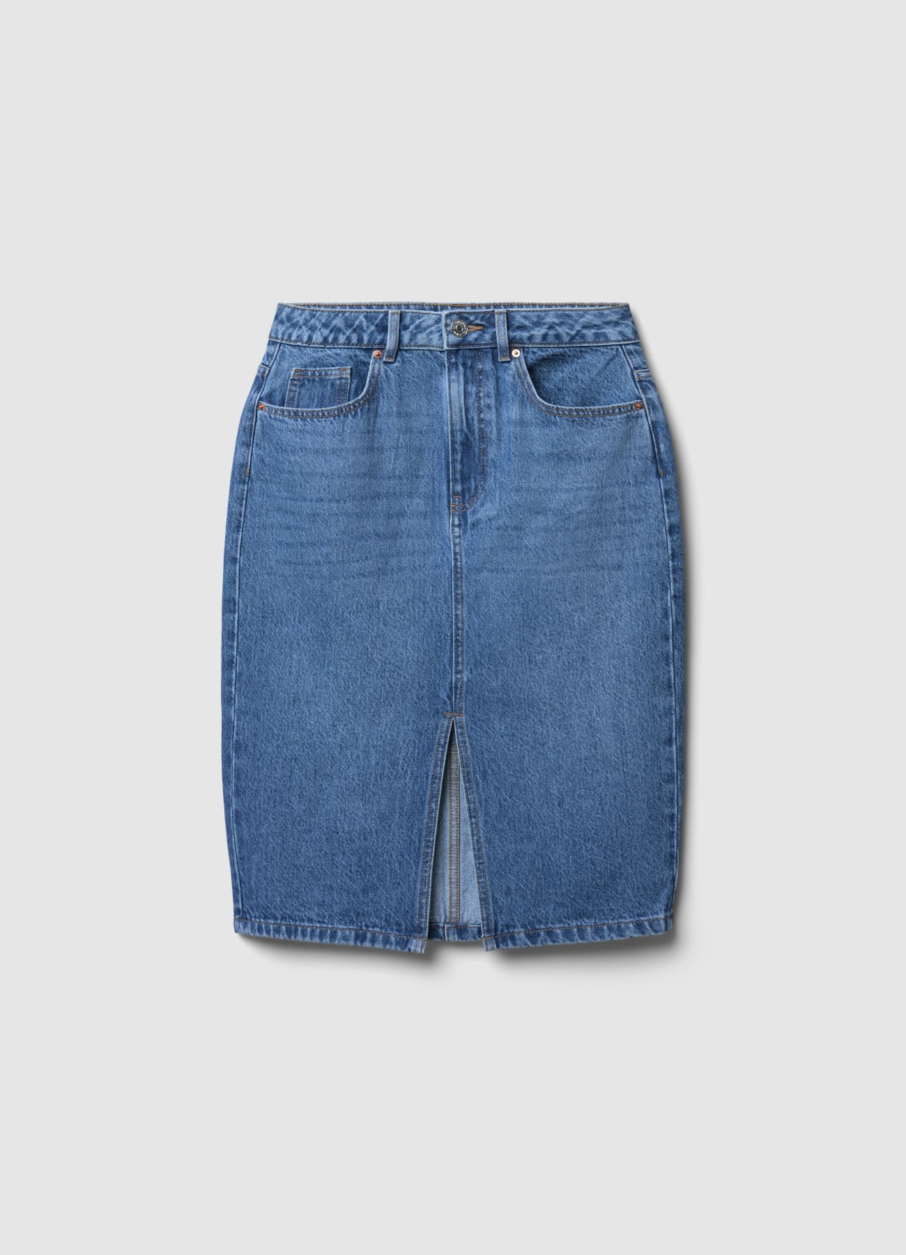 Gonna longuette in denim con spacco - Image 5