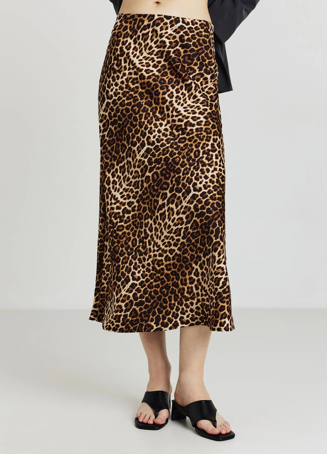 Gonna lunga animalier simil satin